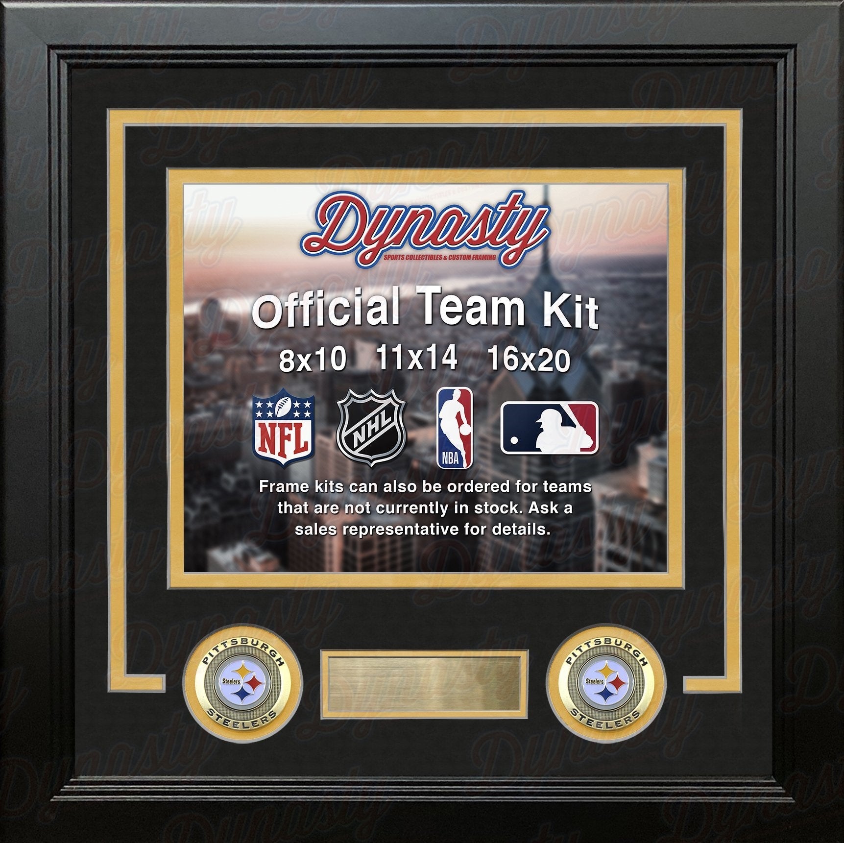 Pittsburgh Steelers Custom NFL Football 16x20 Picture Frame Kit (Multiple Colors) 1