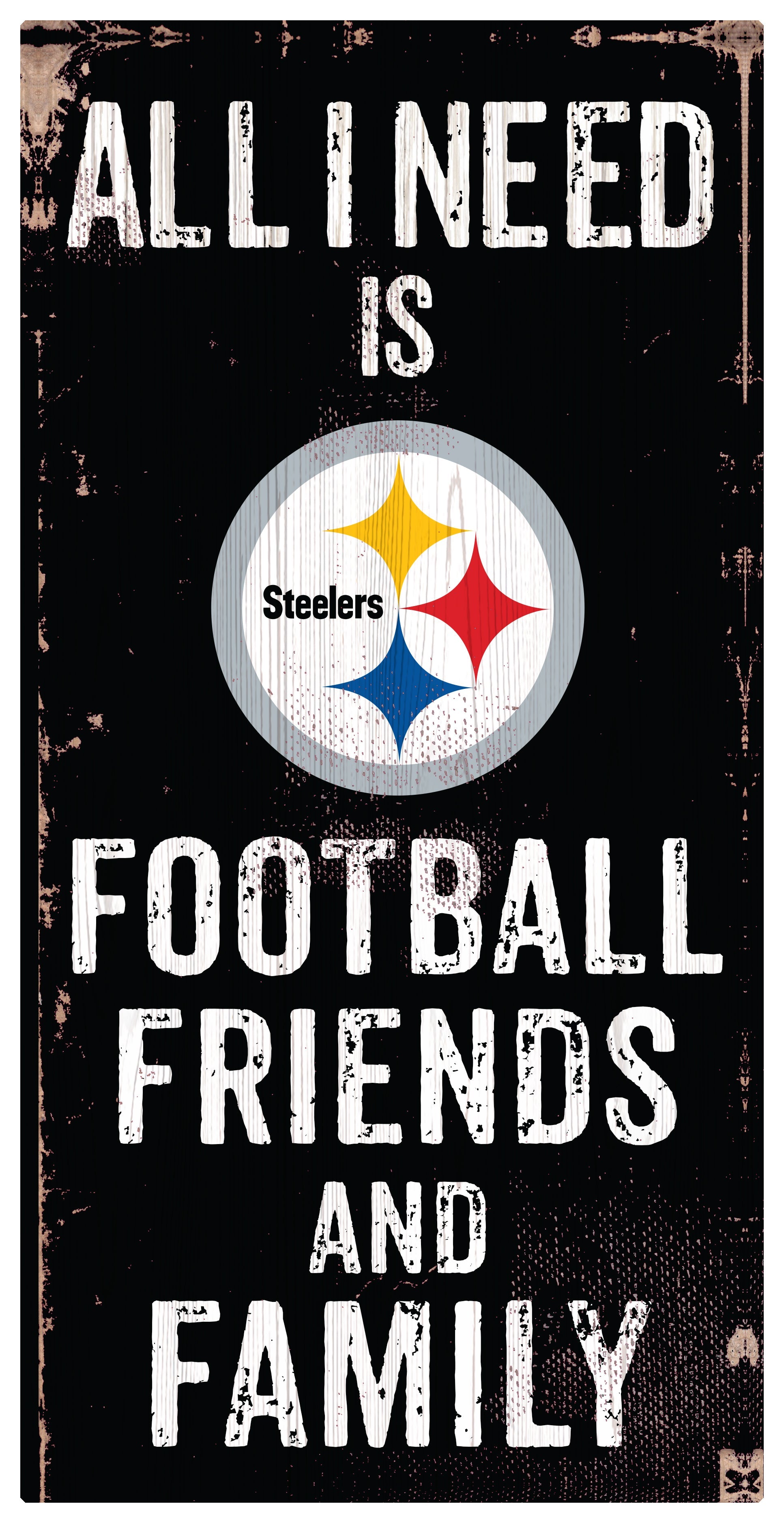 Pittsburgh Steelers Football, Friends, & Family Wood Sign 1