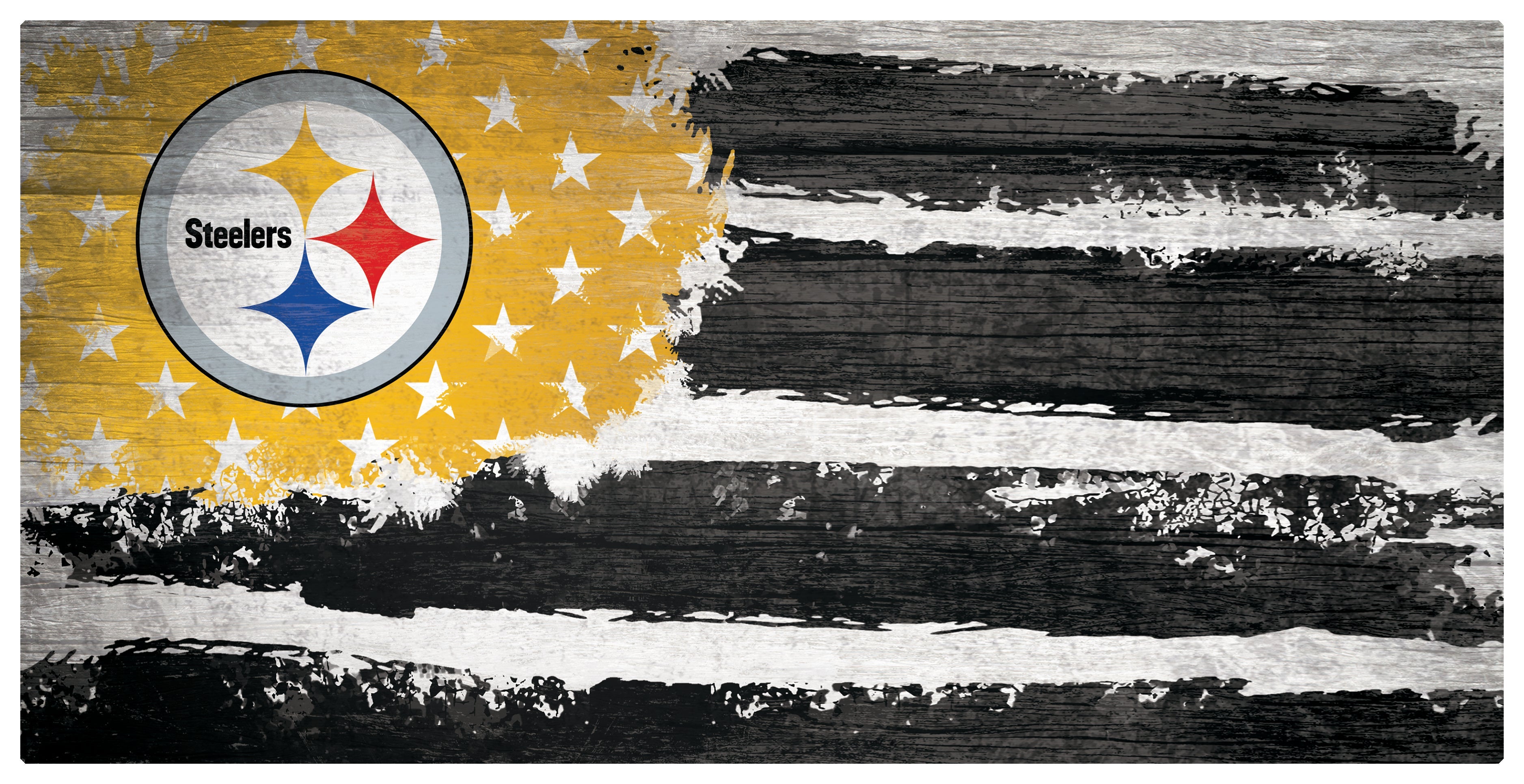 Pittsburgh Steelers Team Flag Wooden Sign 1