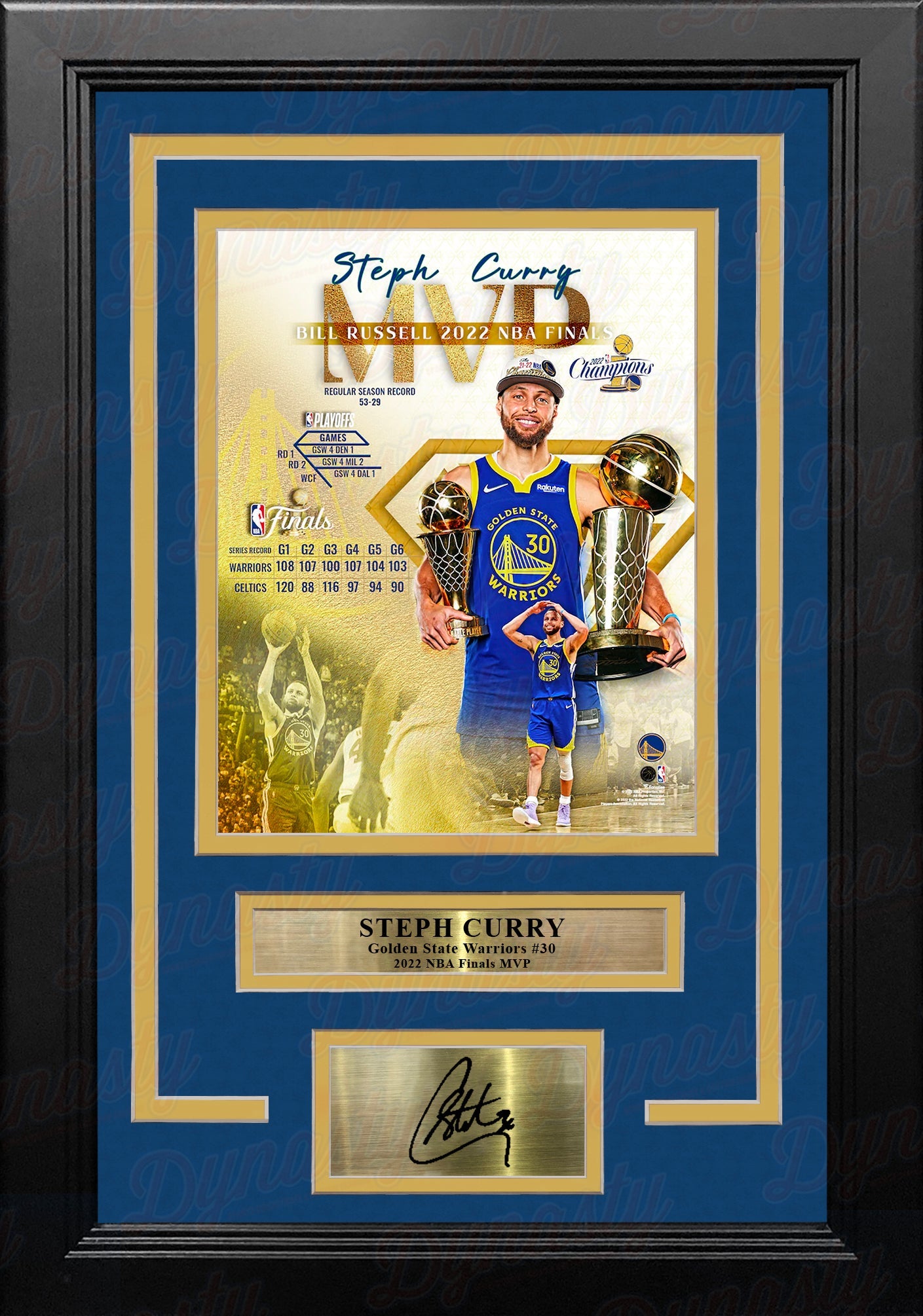 Steph Curry Golden State Warriors 2022 Finals MVP 8x10 Framed Collage Photo with Engraved Autograph 1