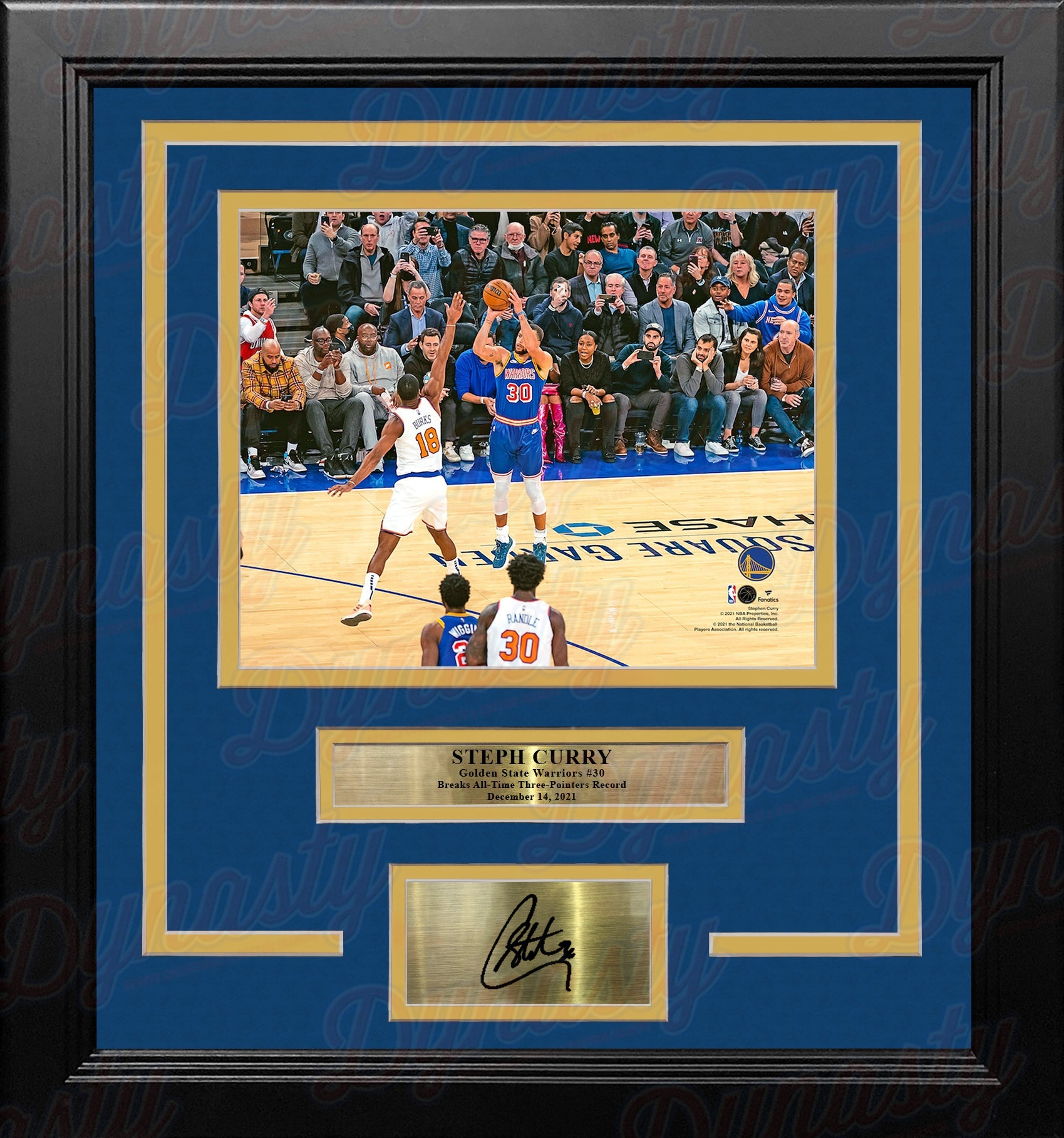 Steph Curry 3-Point Record-Breaking Shot Golden State Warriors 8" x 10" Framed Basketball Photo with Engraved Autograph 1