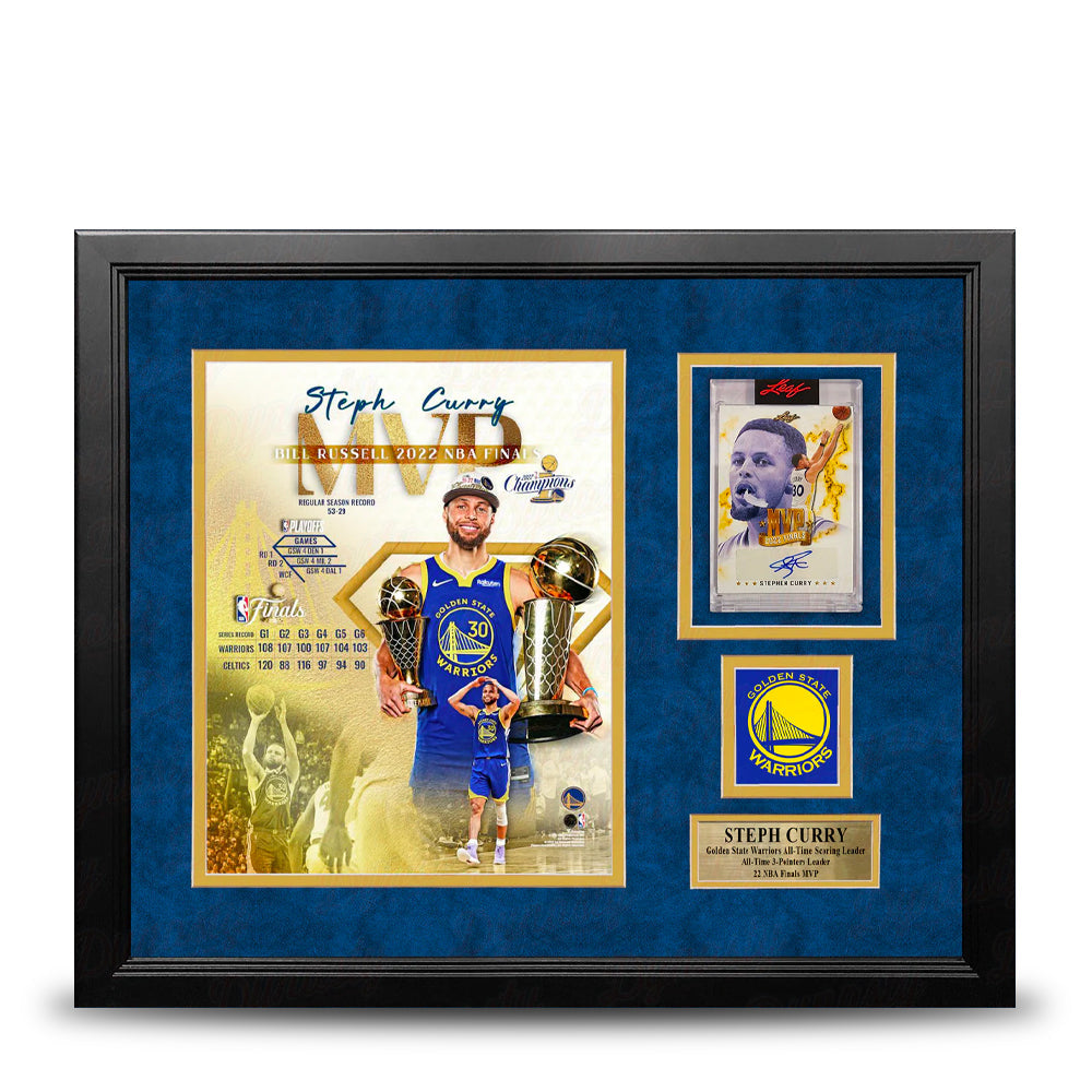 Steph Curry Finals MVP Photo & Autographed Card Golden State Warriors Framed Collage - 1/316 1