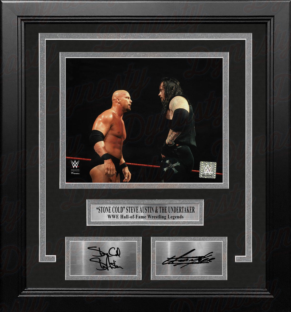 Stone Cold Steve Austin & The Undertaker 8x10 Framed WWE Wrestling Photo with Engraved Autographs 2