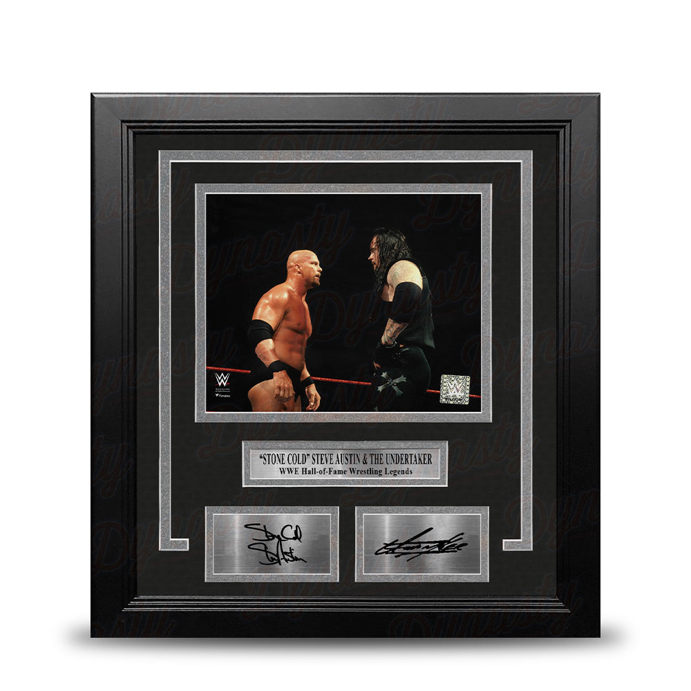Stone Cold Steve Austin & The Undertaker 8x10 Framed WWE Wrestling Photo with Engraved Autographs 1
