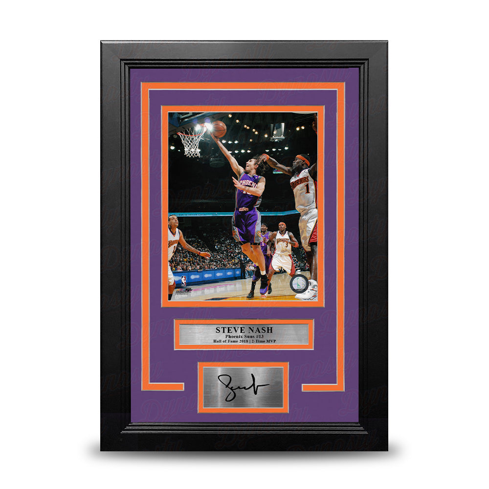 Steve Nash in Action Phoenix Suns 8" x 10" Framed Basketball Photo with Engraved Autograph 1