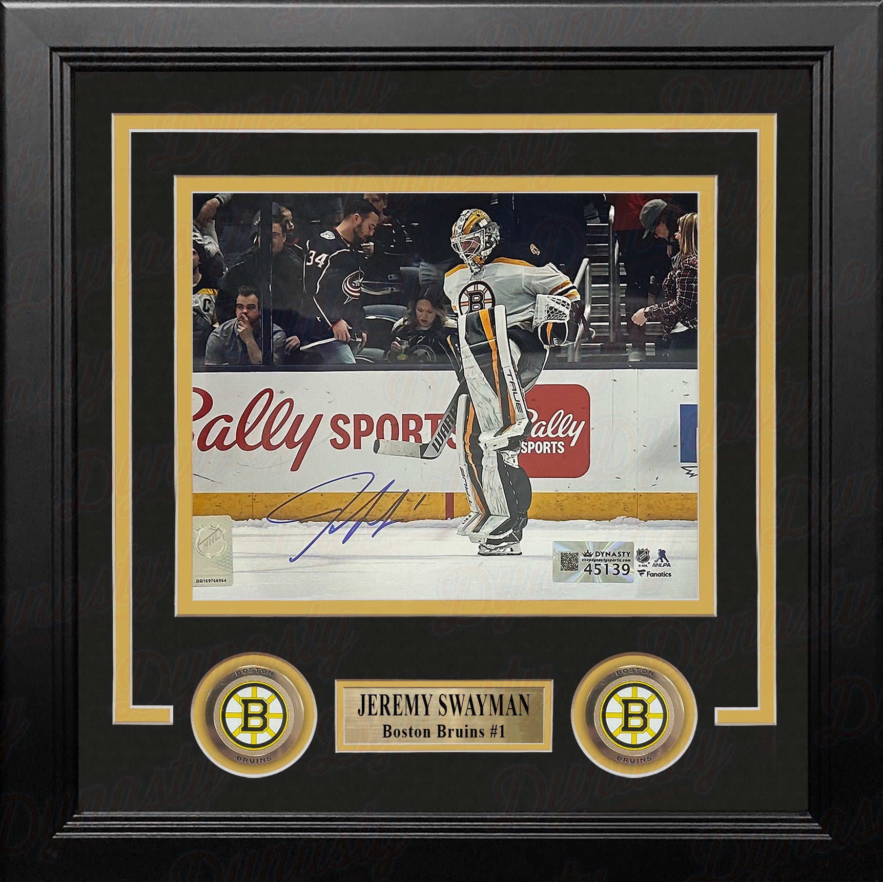 Jeremy Swayman Warming Up Boston Bruins Autographed 8" x 10" Framed Hockey Photo 2