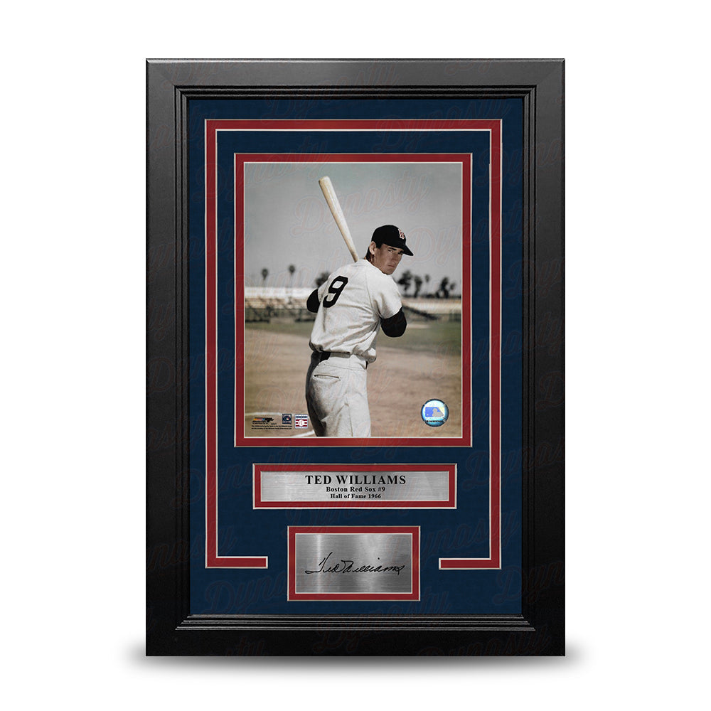 Ted Williams Color Pose Boston Red Sox 8" x 10" Framed Baseball Photo with Engraved Autograph 1