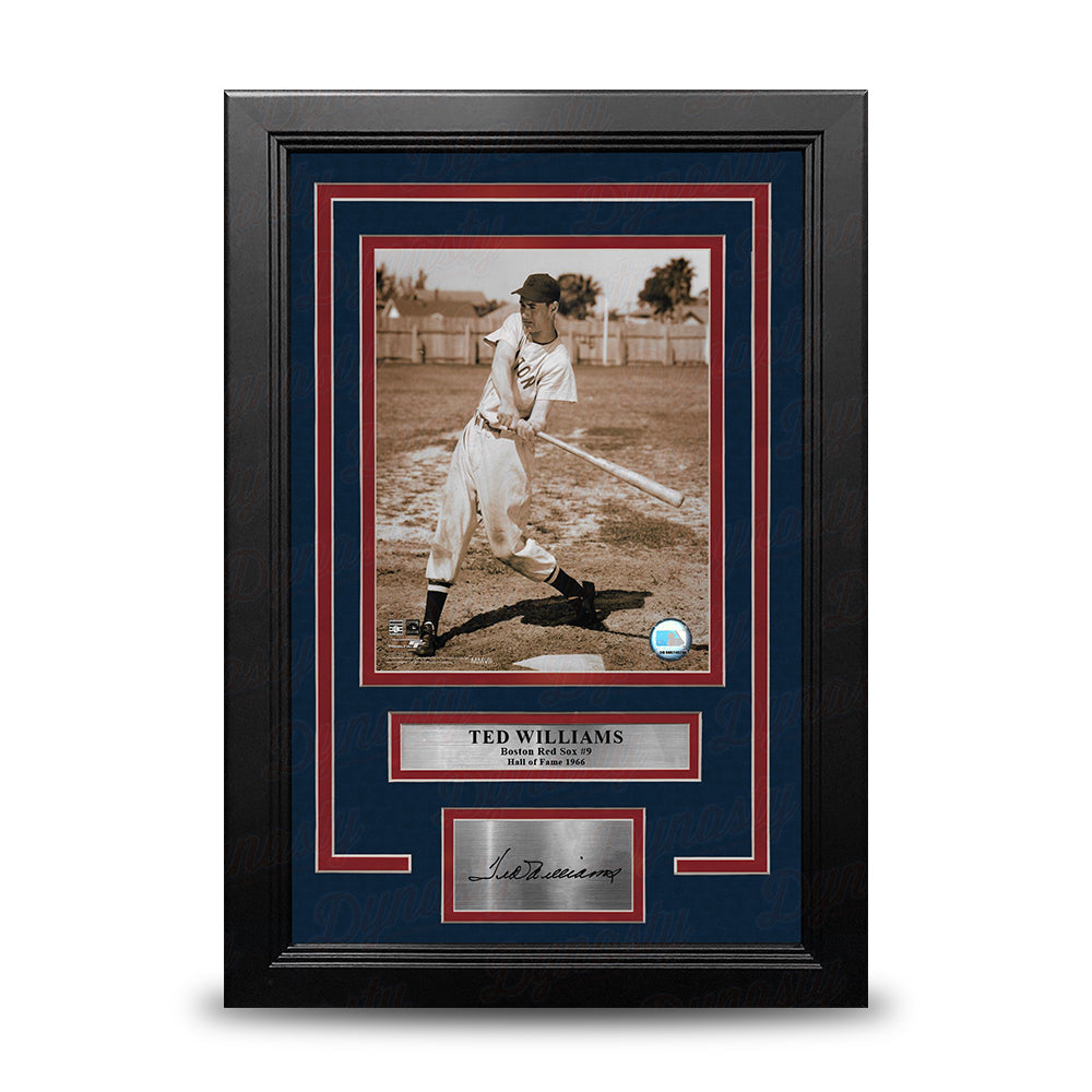 Ted Williams Sepia Swing Boston Red Sox 8" x 10" Framed Baseball Photo with Engraved Autograph 1