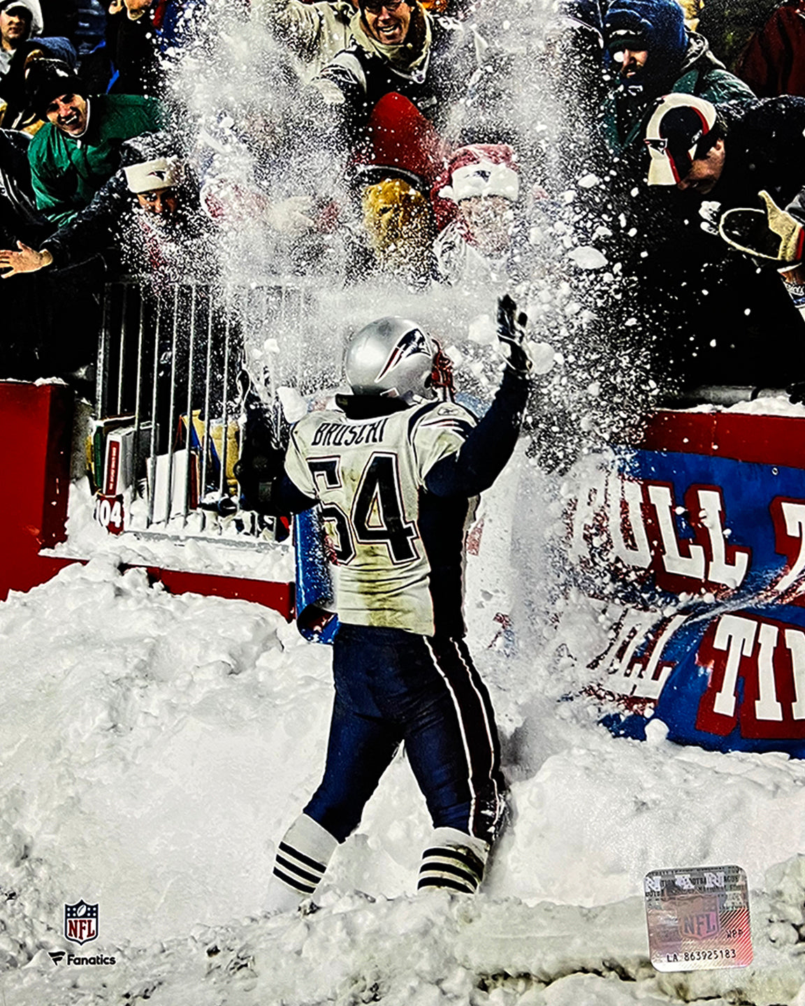 Tedy Bruschi Snow Celebration New England Patriots 8" x 10" Football Photo 1