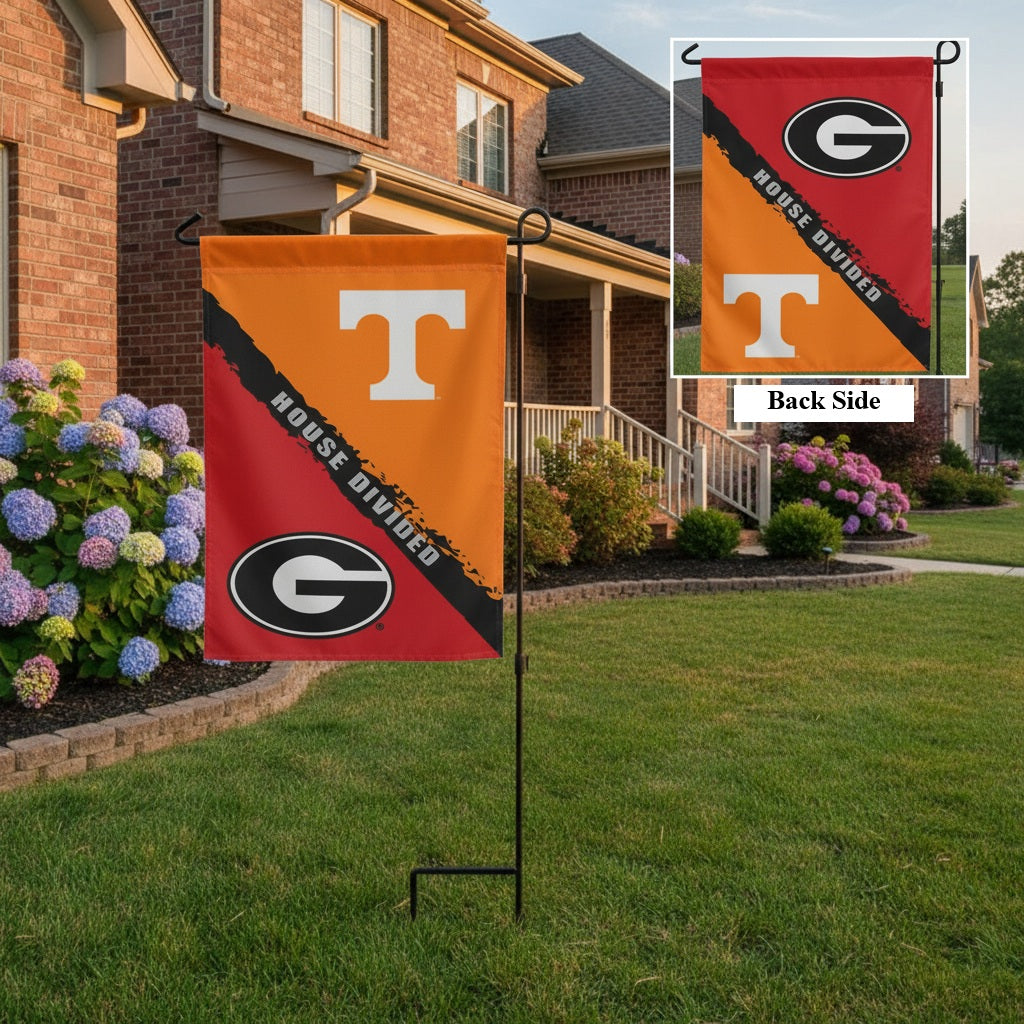 Tennessee and Georgia House Divided Garden Flag 2 Sided
