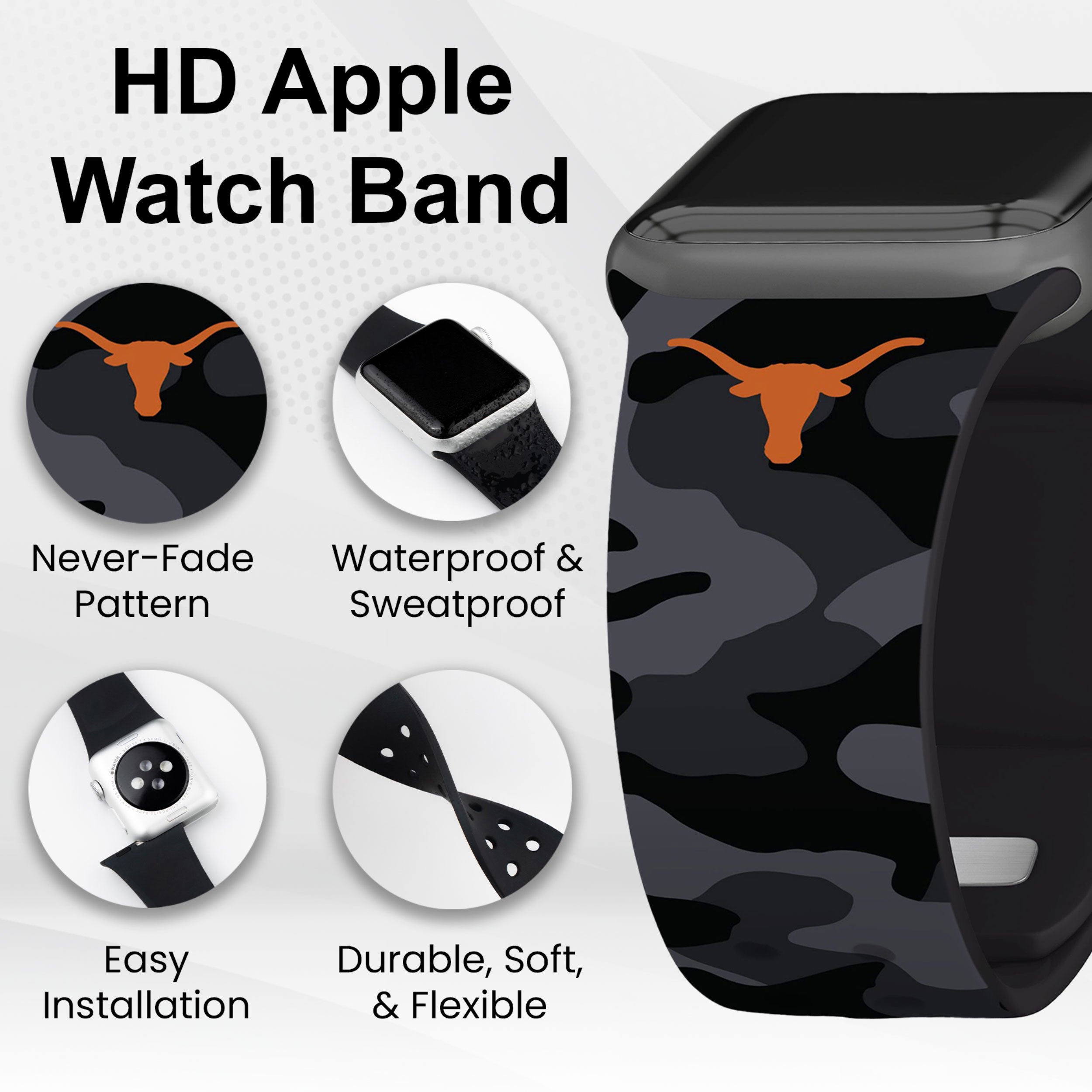 Texas Longhorns HD Apple Watch Band 22
