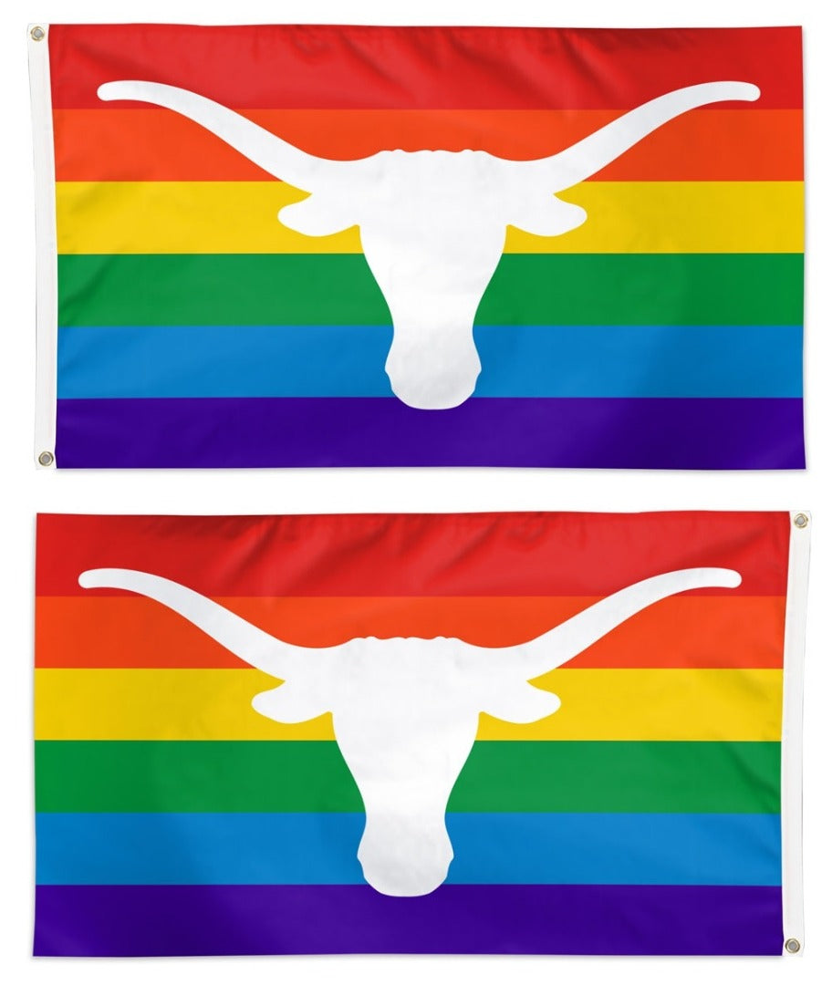 Texas Longhorns Flag 3x5 Rainbow Pride