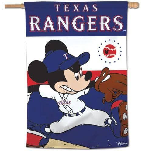 Texas Rangers Flag Mickey Mouse Baseball House Banner