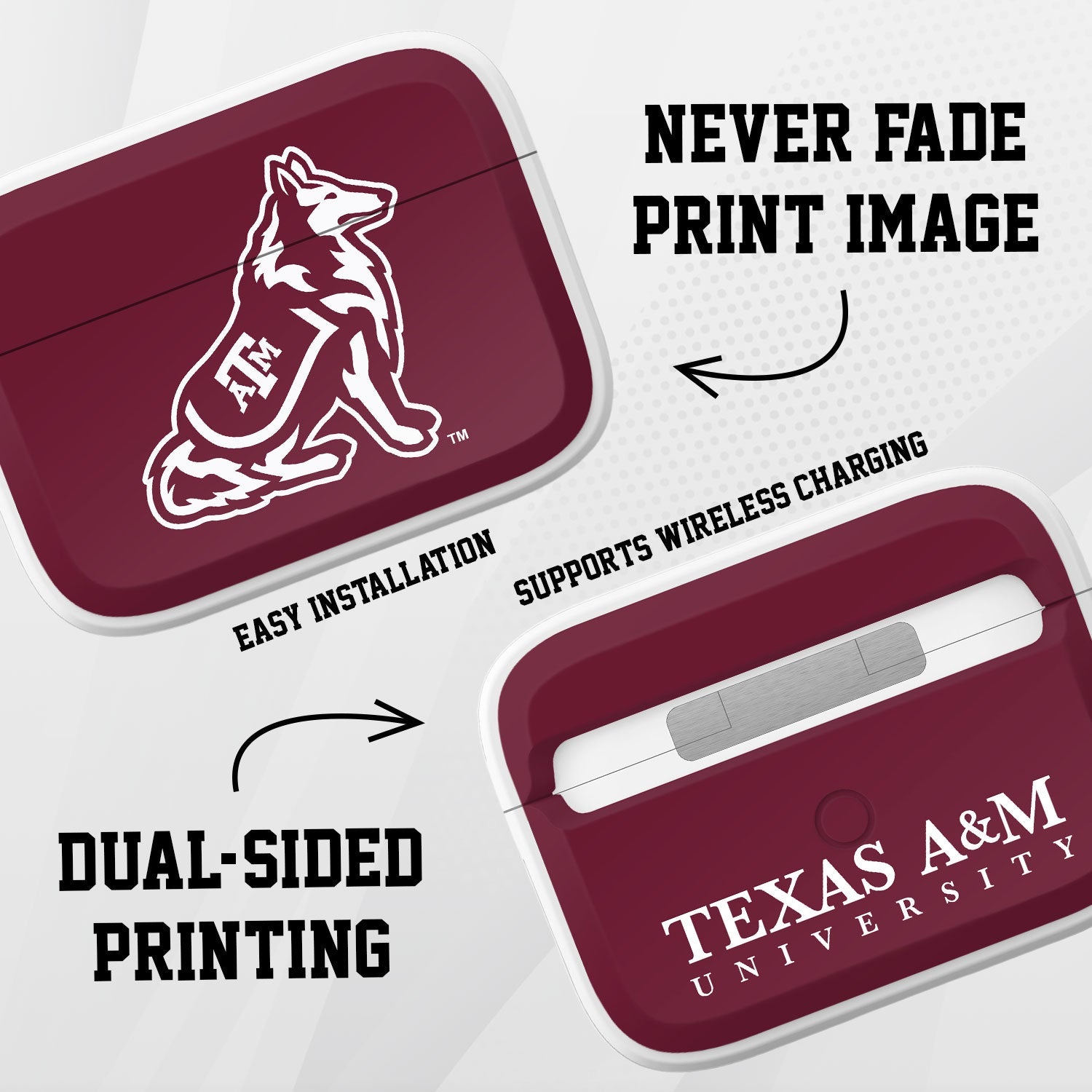 Texas A&M Aggies HDX Apple Airpods Pro 1 & 2 Case Cover 2