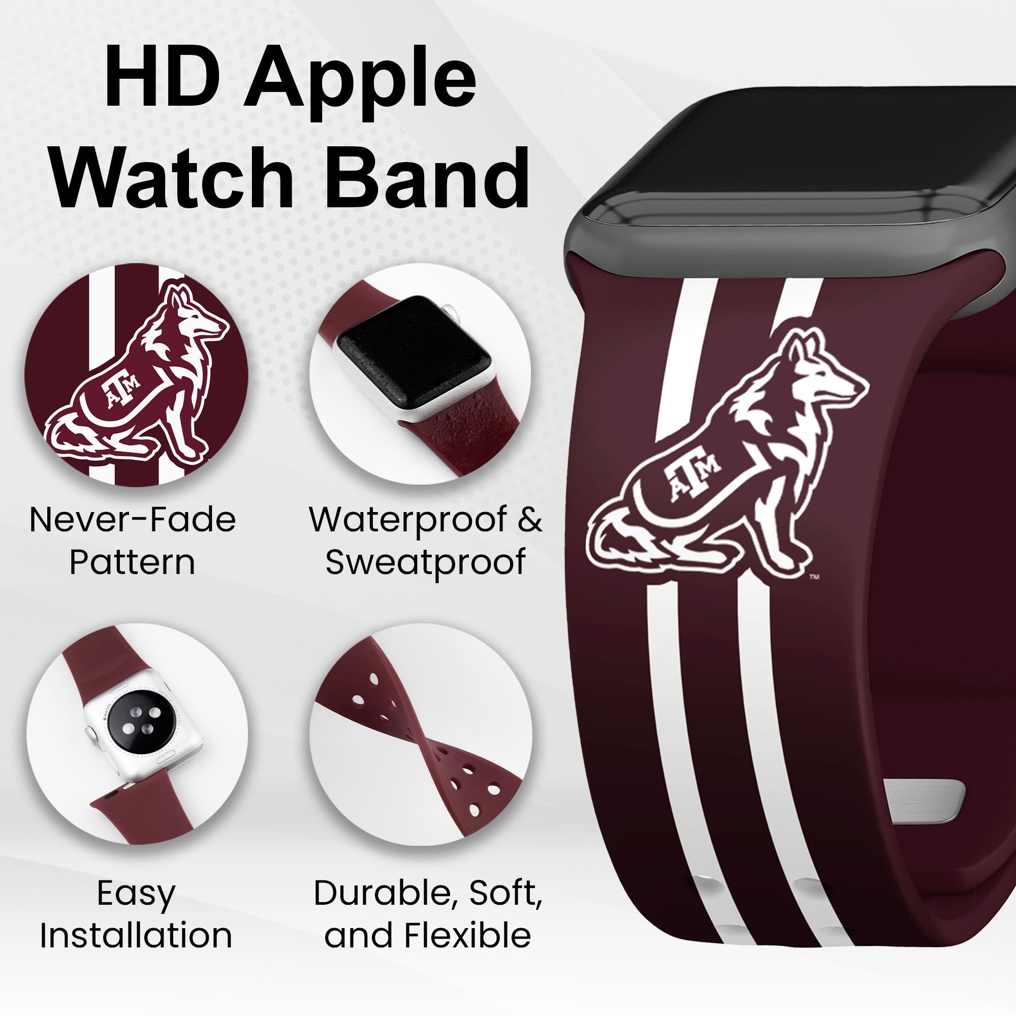 Texas A&M Aggies HD Apple Watch Band 3