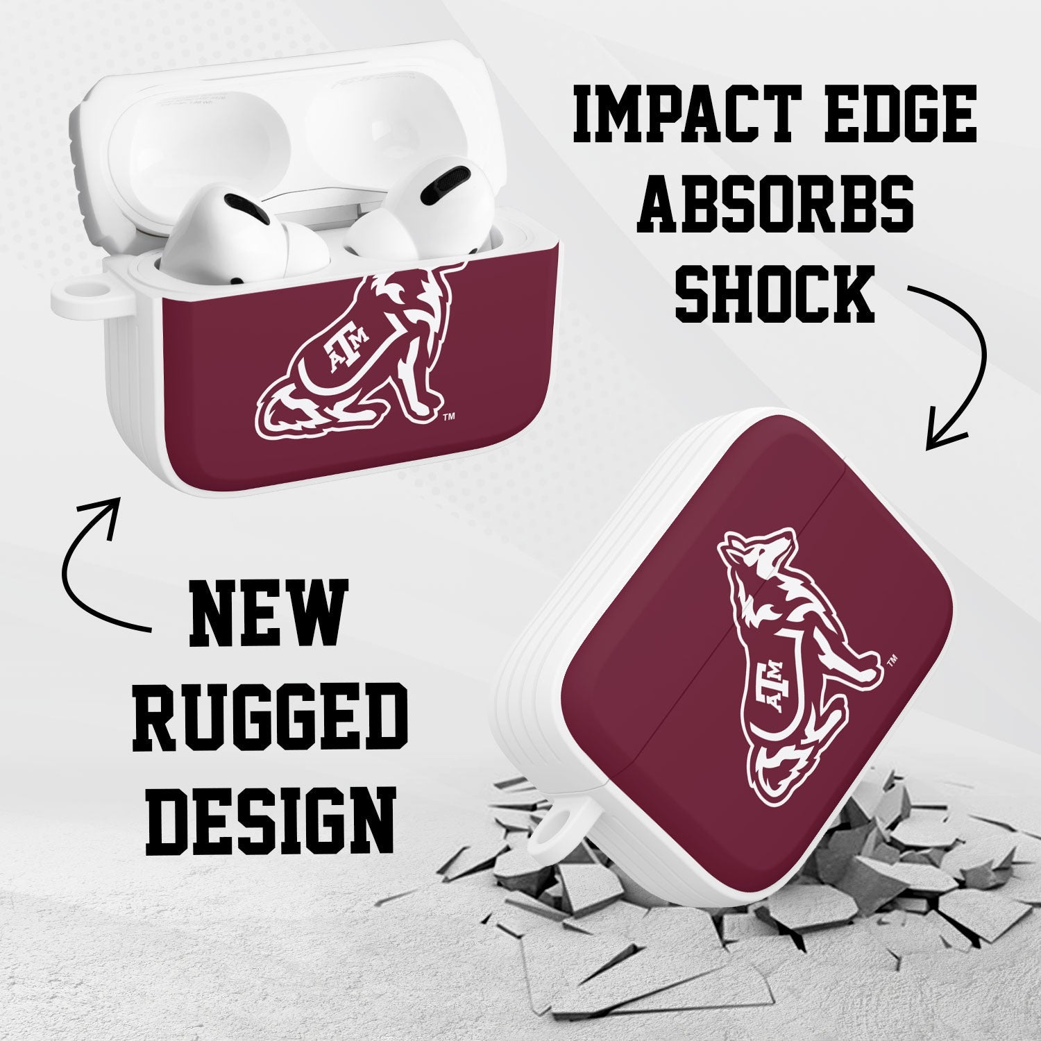 Texas A&M Aggies HDX Apple Airpods Pro 1 & 2 Case Cover 3