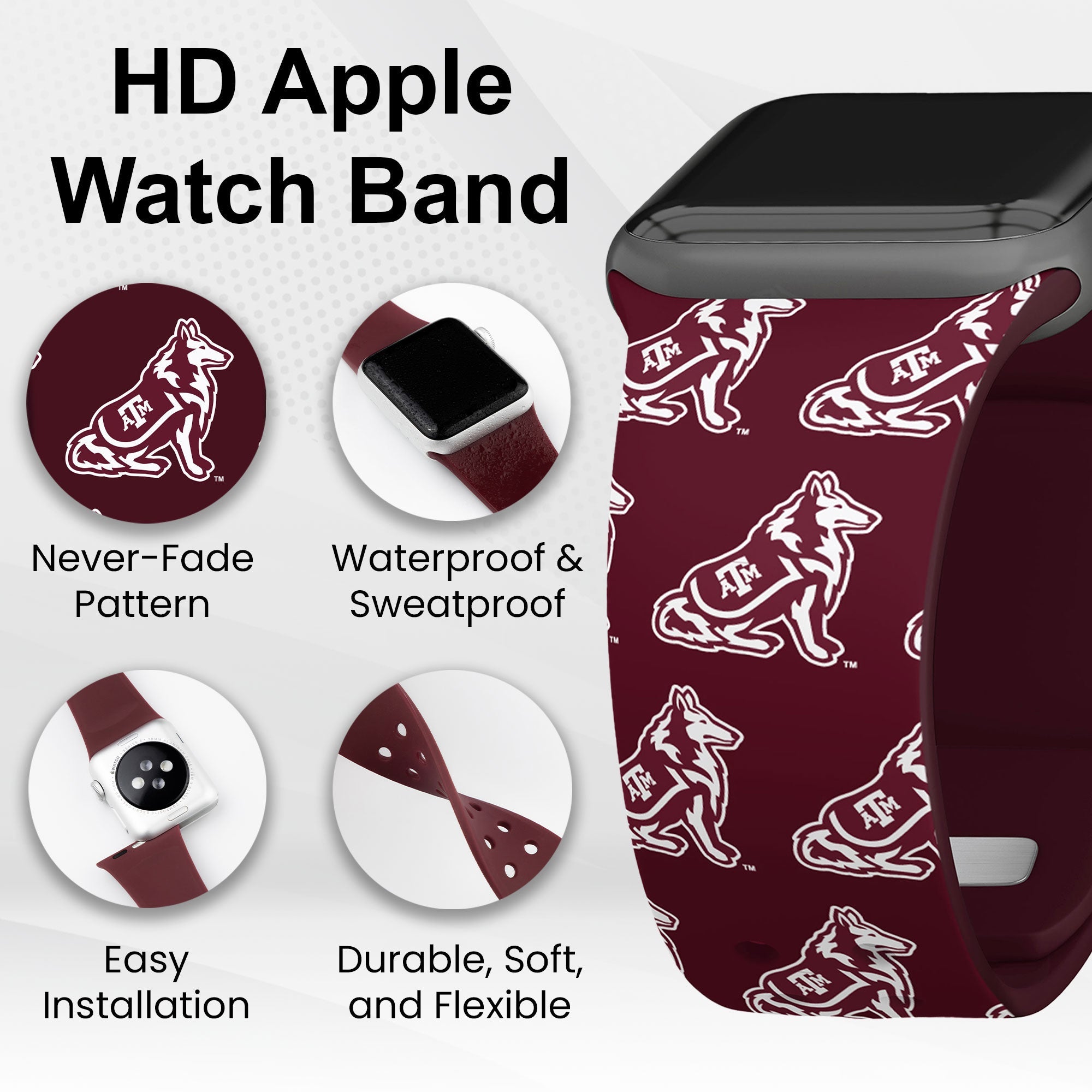Texas A&M Aggies HD Apple Watch Band 7