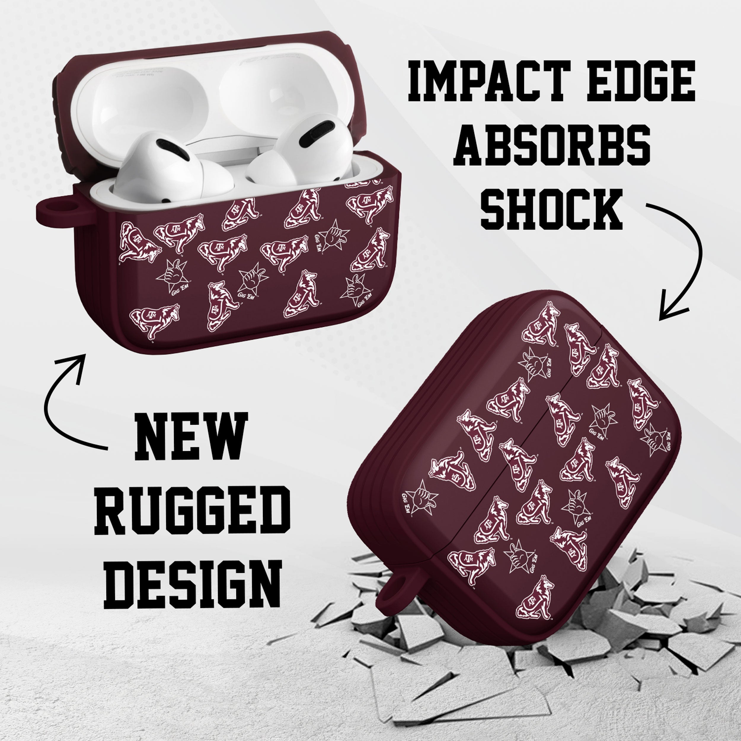Texas A&M Aggies HDX Apple Airpods Pro 1 & 2 Case Cover 12