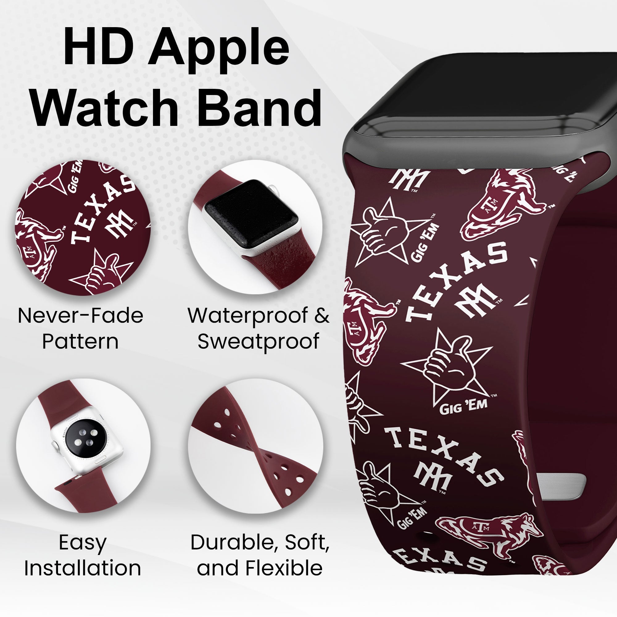 Texas A&M Aggies HD Apple Watch Band 11