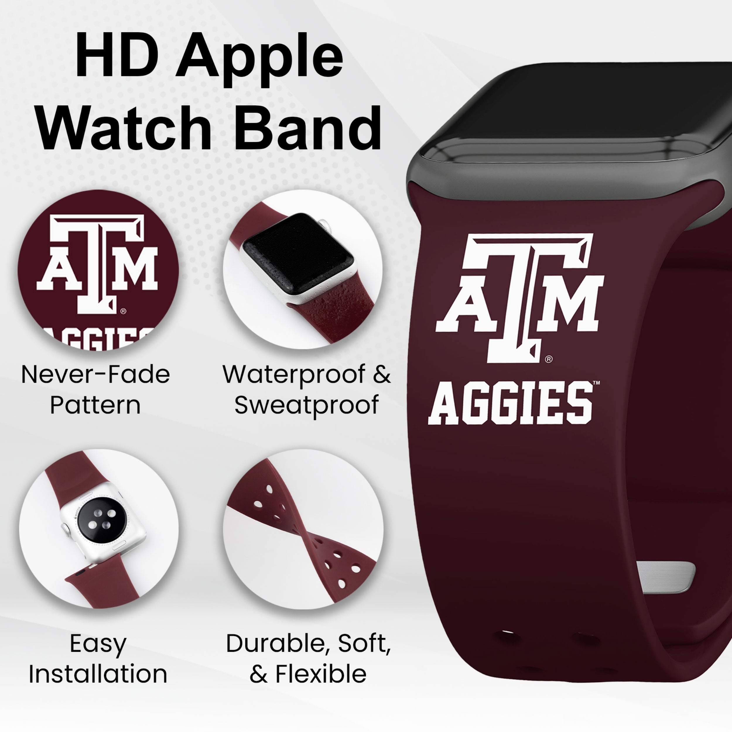Texas A&M Aggies HD Apple Watch Band 14