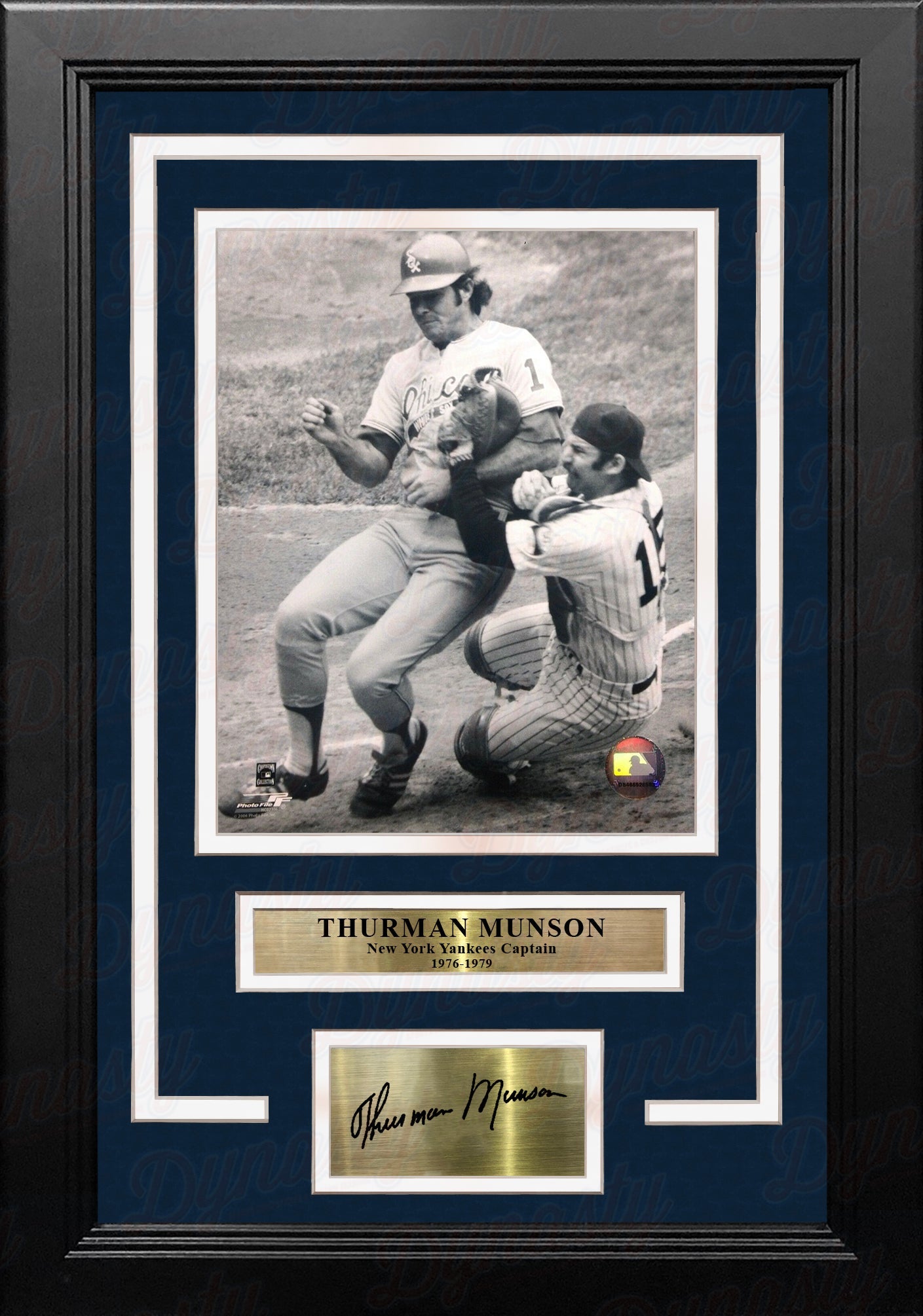 Thurman Munson Home Plate Collision NY Yankees 8x10 Framed Baseball Photo with Engraved Autograph 2