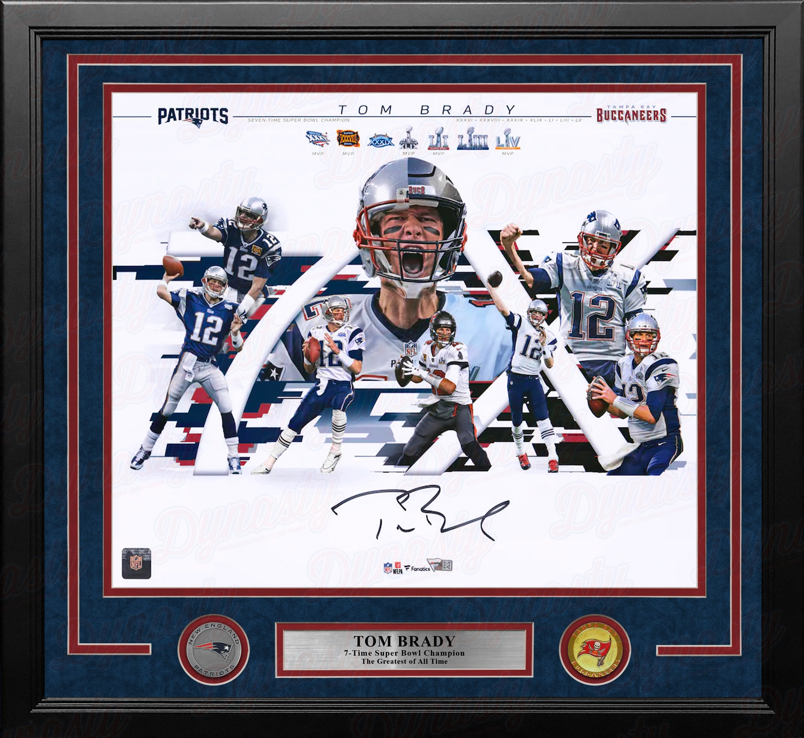 Tom Brady New England Patriots & Tampa Bay Buccaneers Autographed 16" x 20" Framed Collage Photo 2