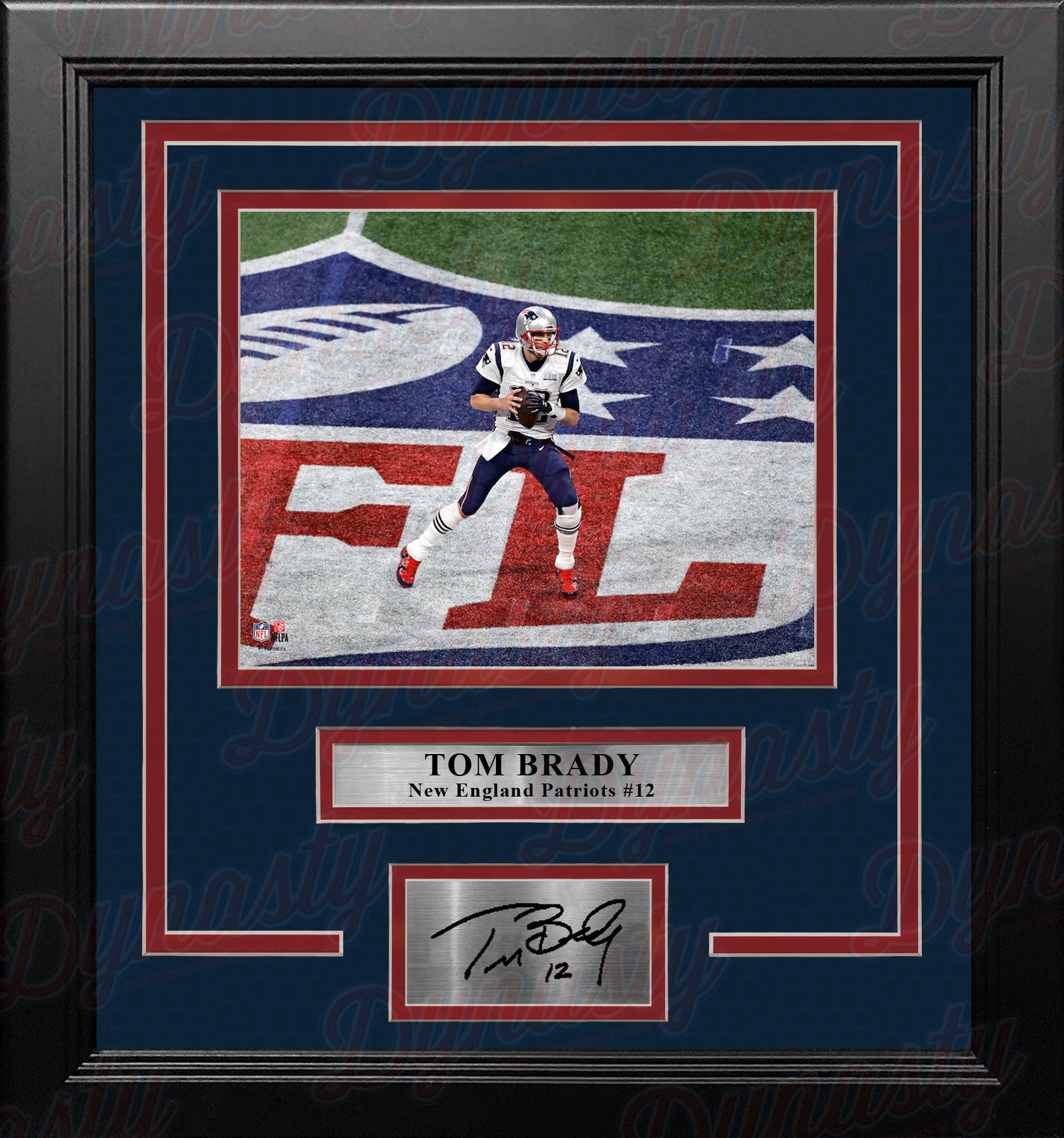Tom Brady in Action New England Patriots 8" x 10" Framed Football Photo with Engraved Autograph 1
