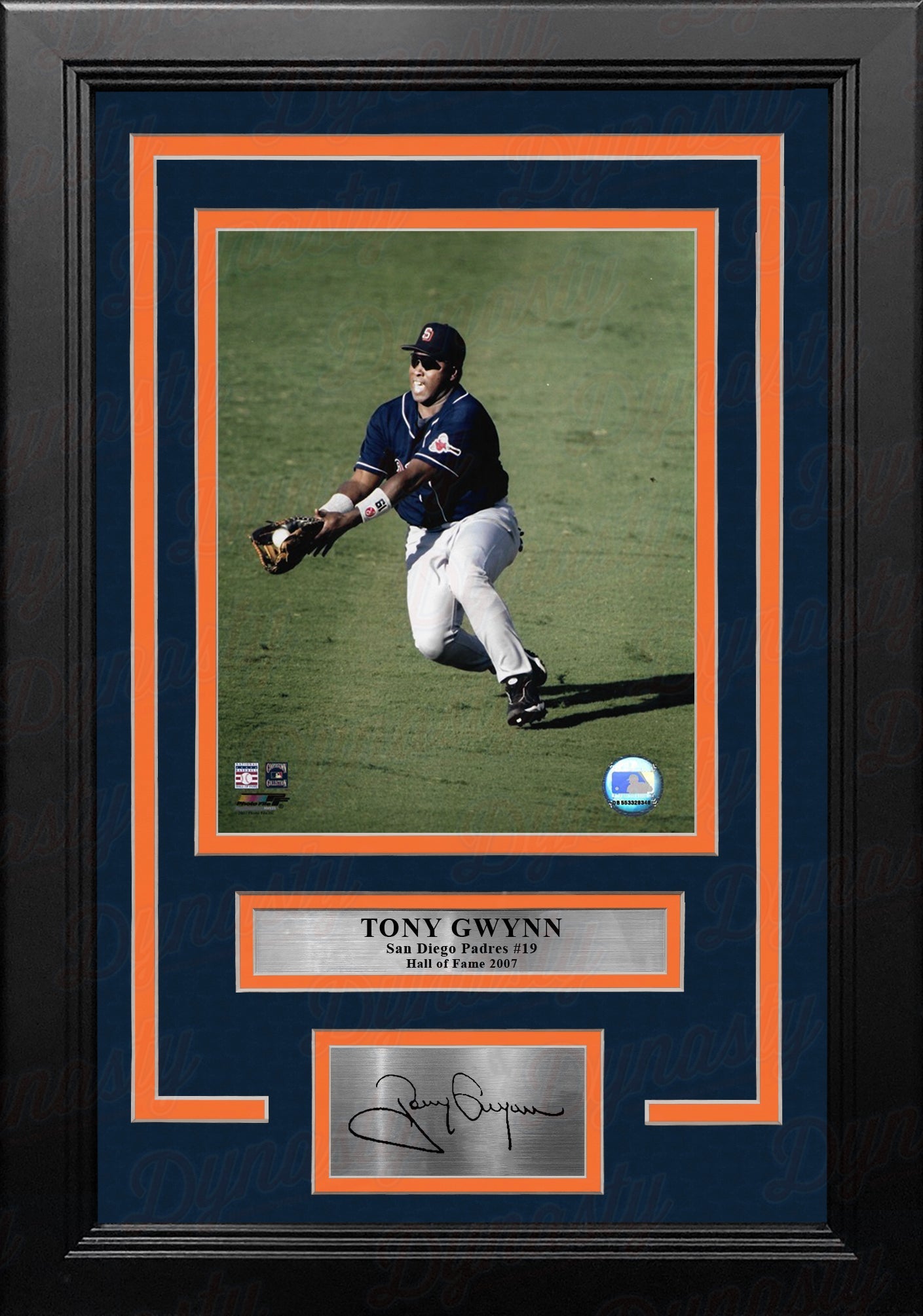 Tony Gwynn in Action San Diego Padres 8" x 10" Framed Baseball Photo with Engraved Autograph 2