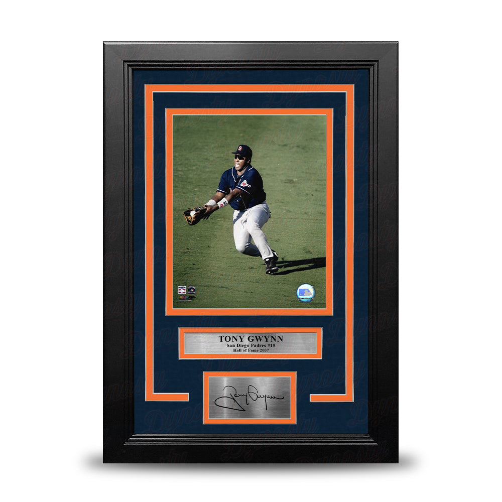 Tony Gwynn in Action San Diego Padres 8" x 10" Framed Baseball Photo with Engraved Autograph 1