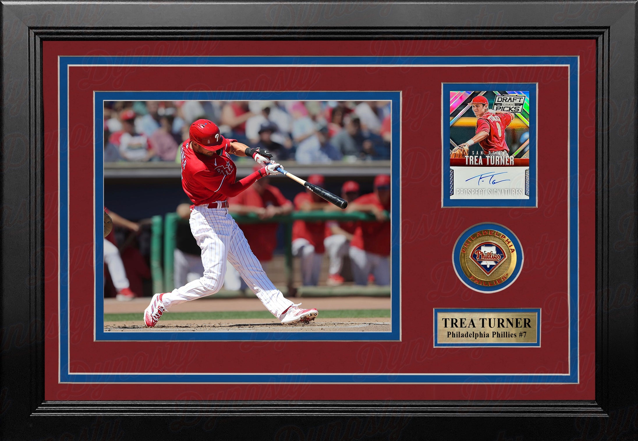 Trea Turner Philadelphia Phillies 8" x 10" Framed Baseball Photo with Panini Autographed Card 1