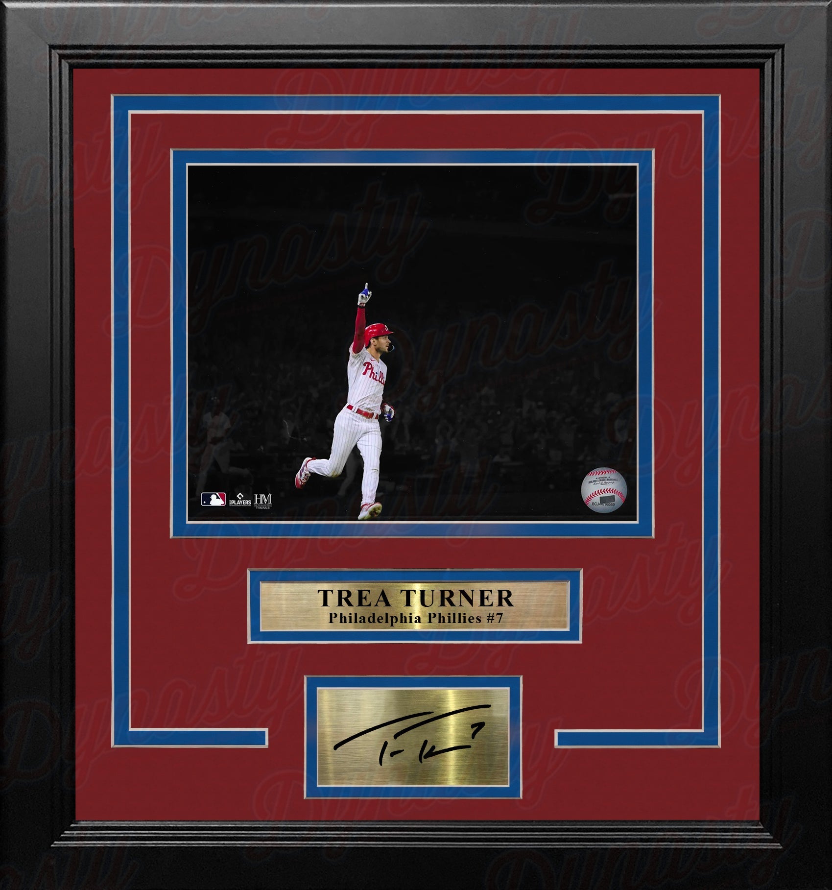 Trea Turner Celebration Philadelphia Phillies 16x20 Framed Blackout Photo with Engraved Autograph 1
