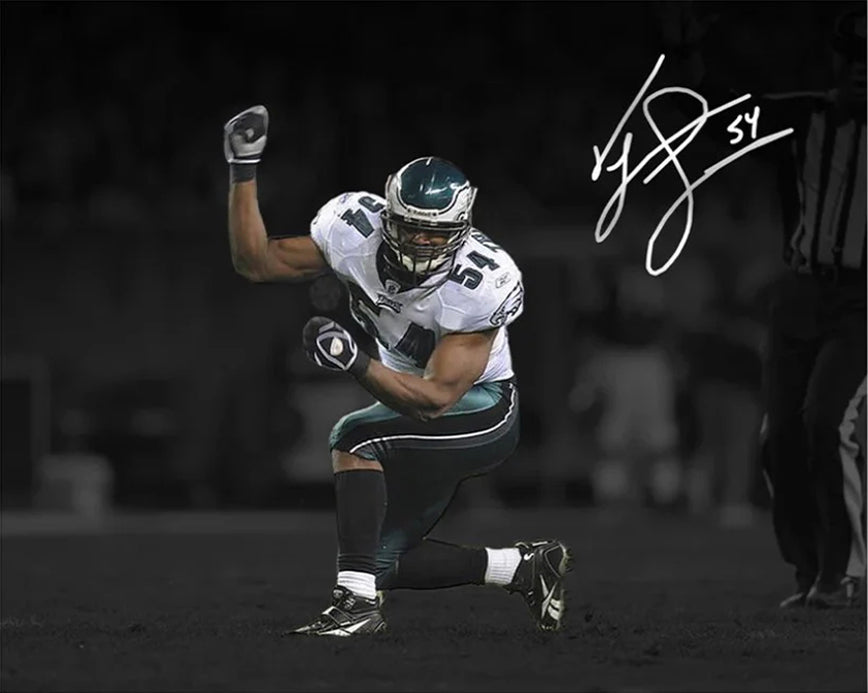 Jeremiah Trotter, Sr. Blackout Philadelphia Eagles Autographed 16" x 20" Football Photo 2