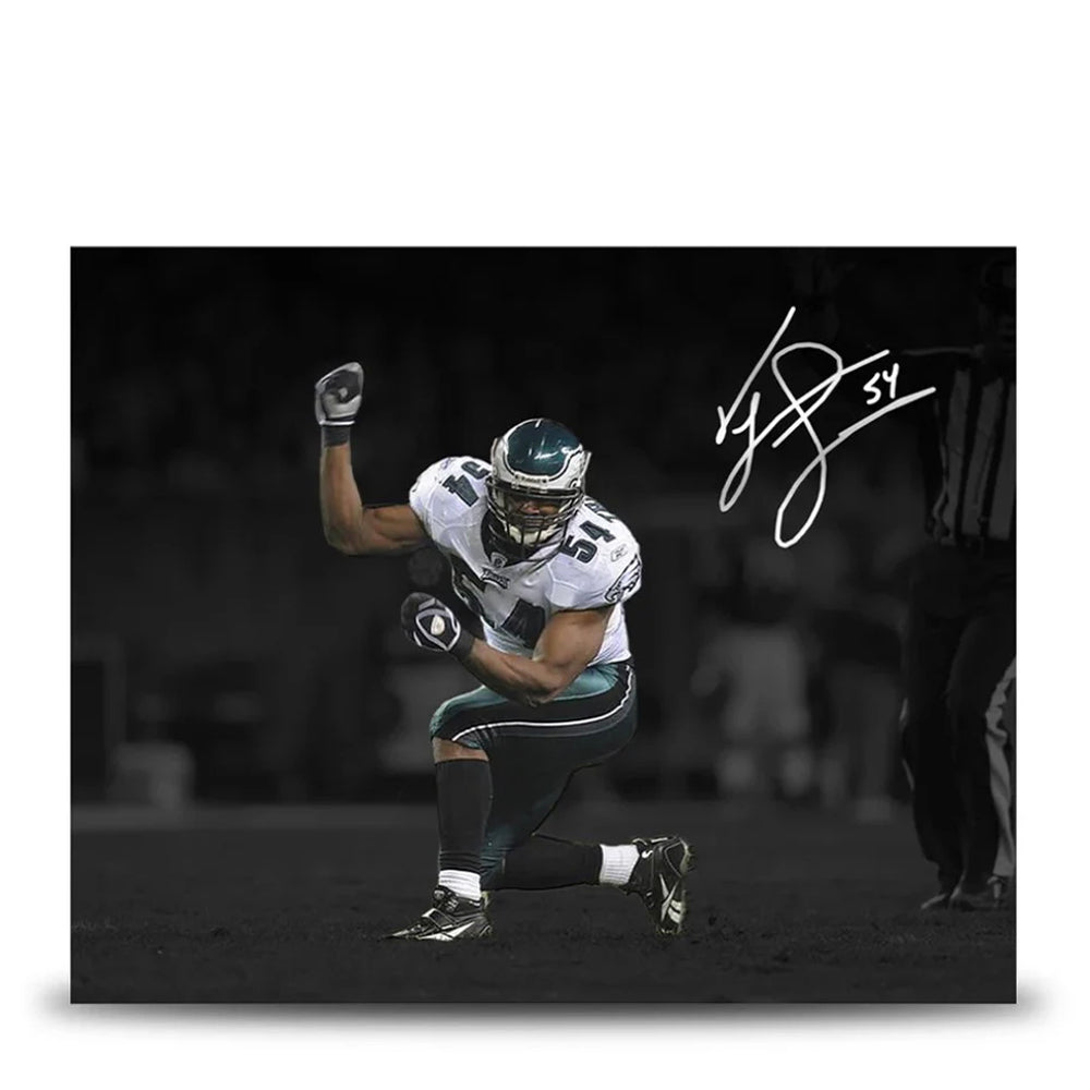 Jeremiah Trotter, Sr. Blackout Philadelphia Eagles Autographed 16" x 20" Football Photo 1