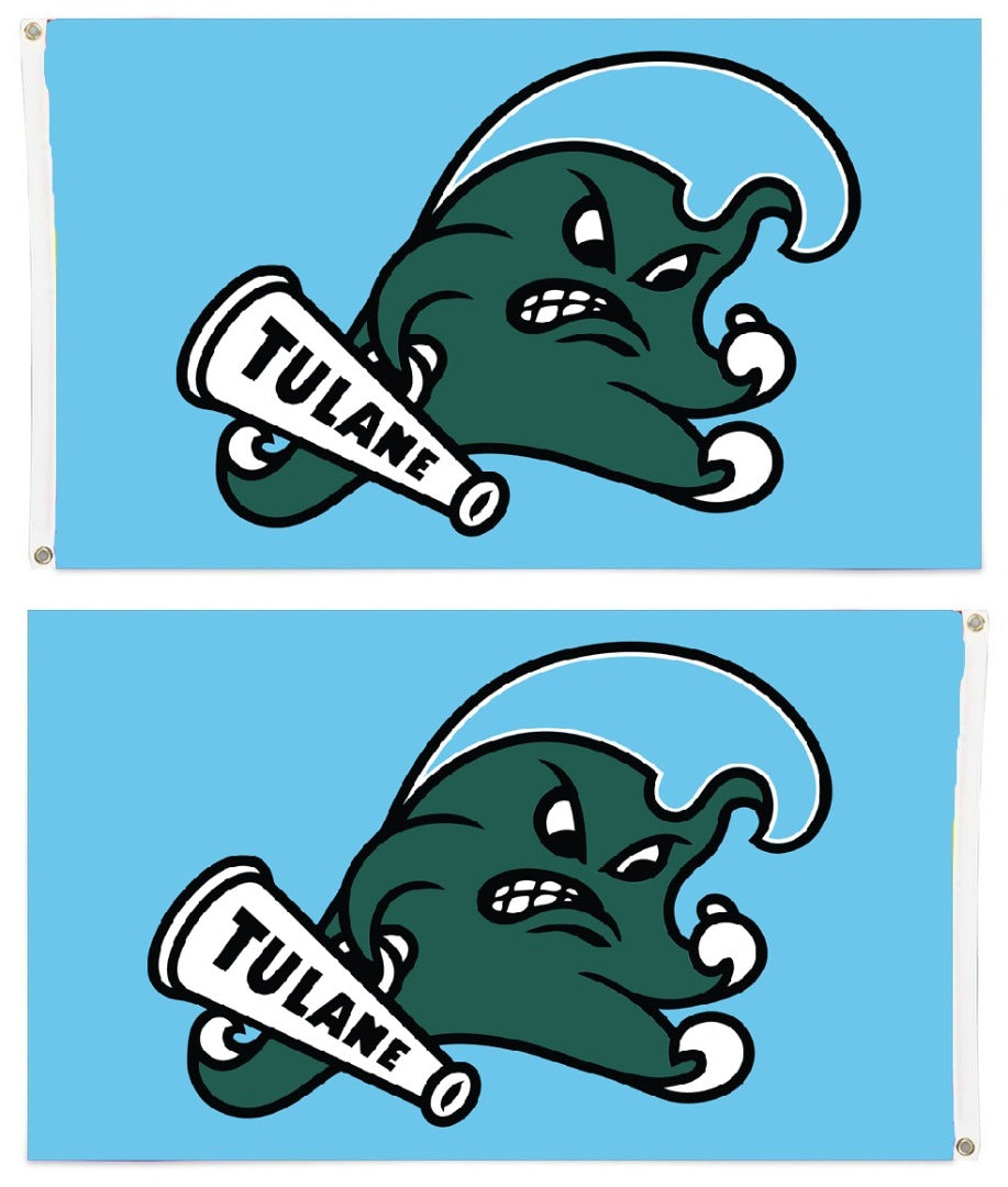 Tulane Green Wave 2 Sided 3x5 Blue Flag
