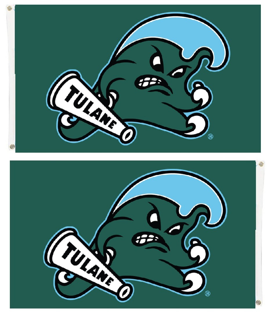 Tulane Green Wave 2 Sided 3x5 Flag