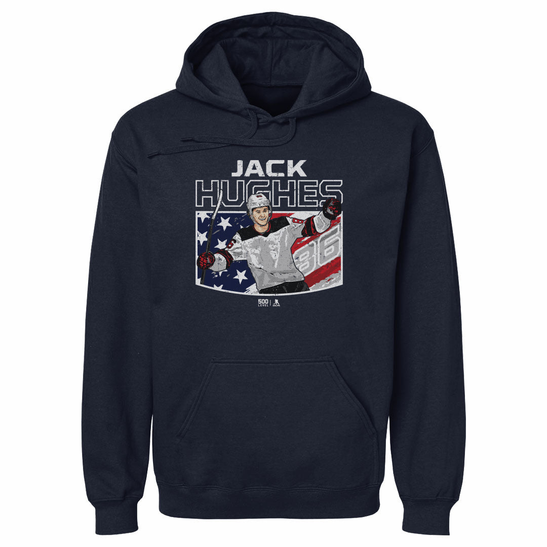 Jack Hughes New Jersey American Flag 3