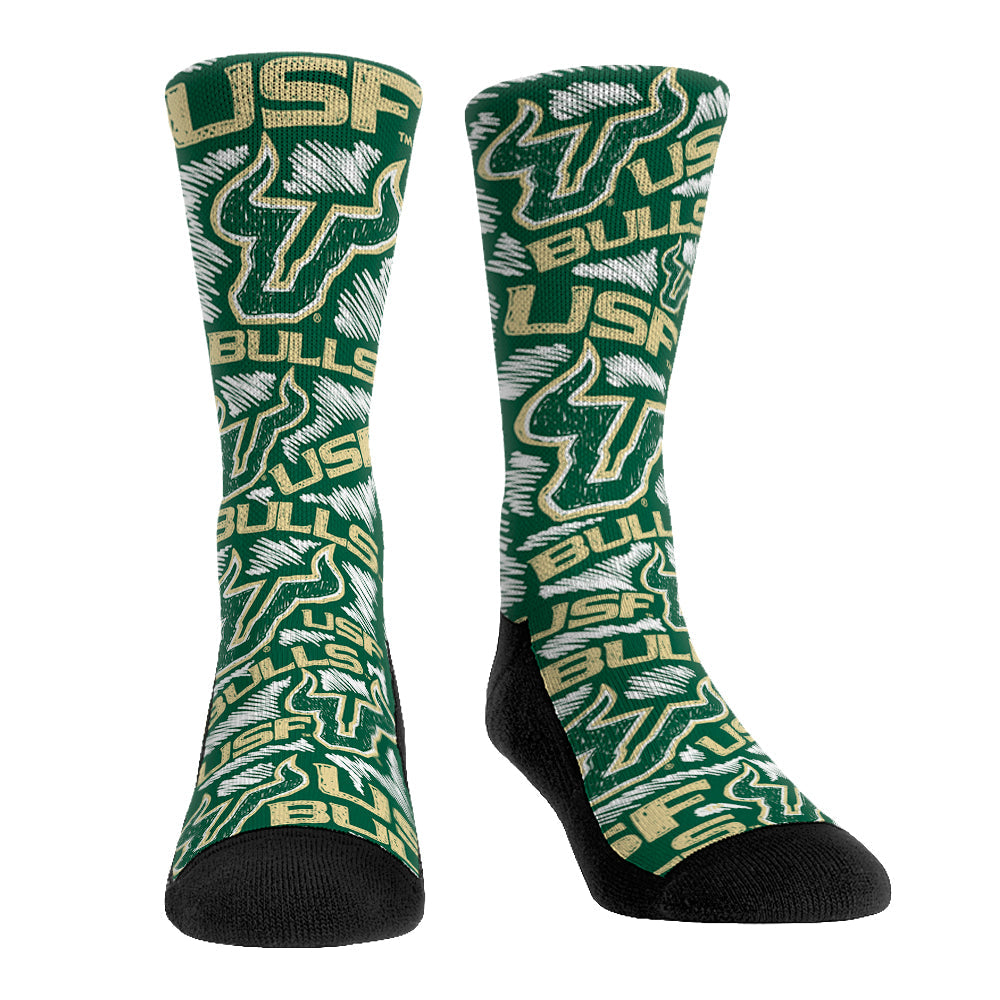 USF Bulls - Logo Sketch Green | Rock 'Em Socks