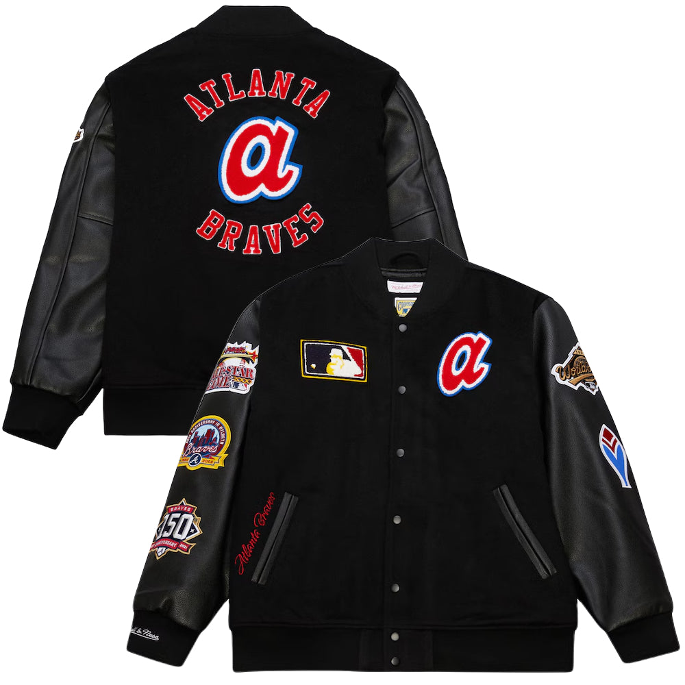 Atlanta Braves - MLB Black Out Collection Vintage Logo Full-Snap Varsity Jacket 4