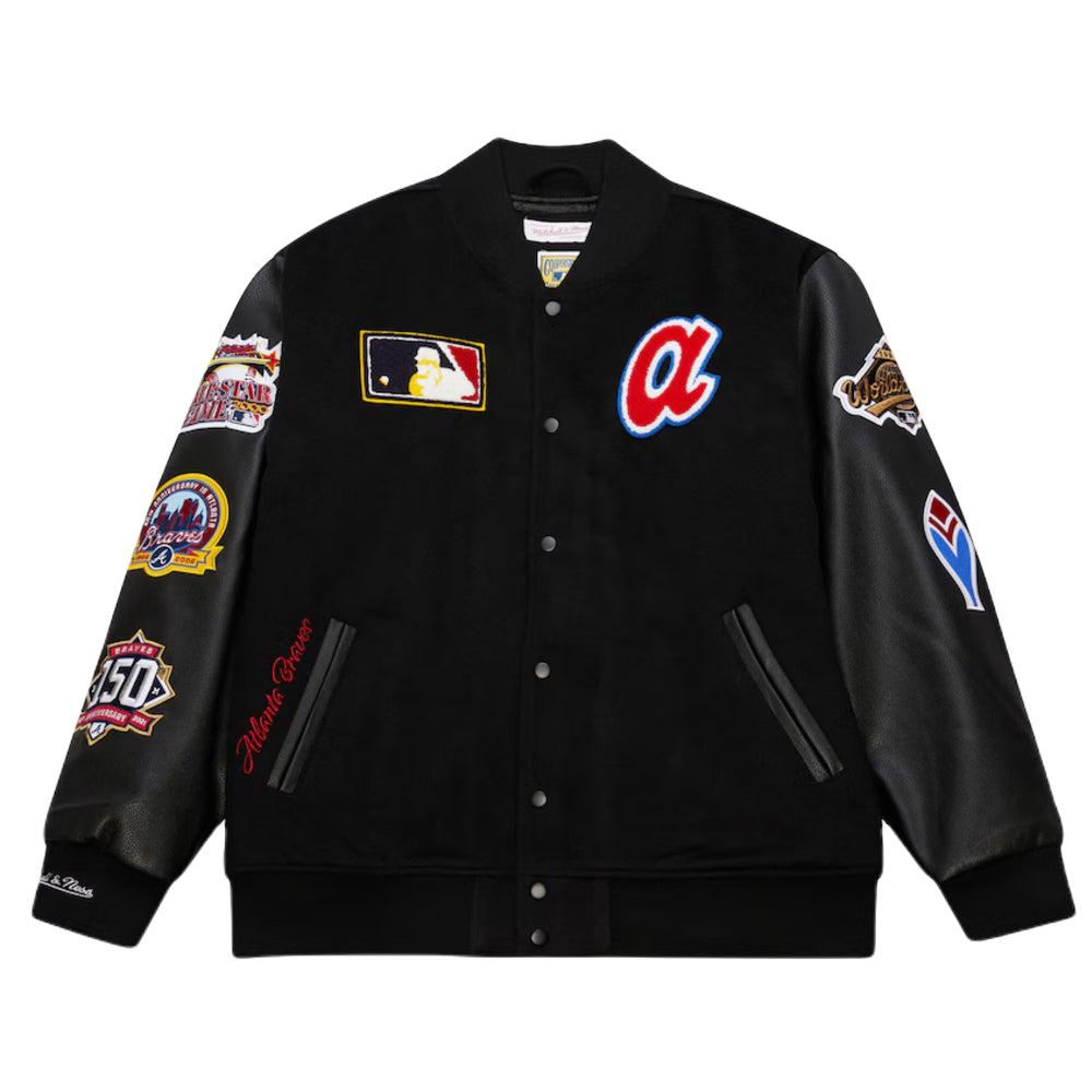 Atlanta Braves - MLB Black Out Collection Vintage Logo Full-Snap Varsity Jacket 5
