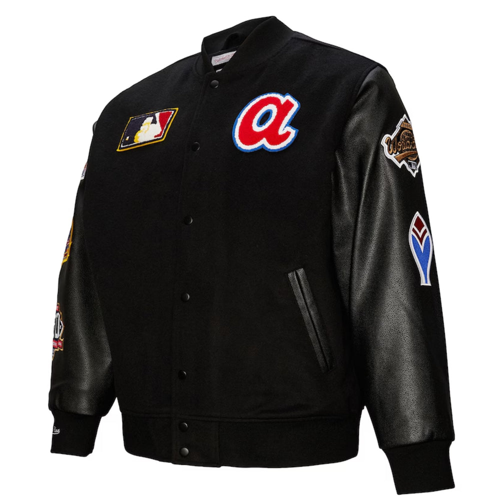 Atlanta Braves - MLB Black Out Collection Vintage Logo Full-Snap Varsity Jacket 3