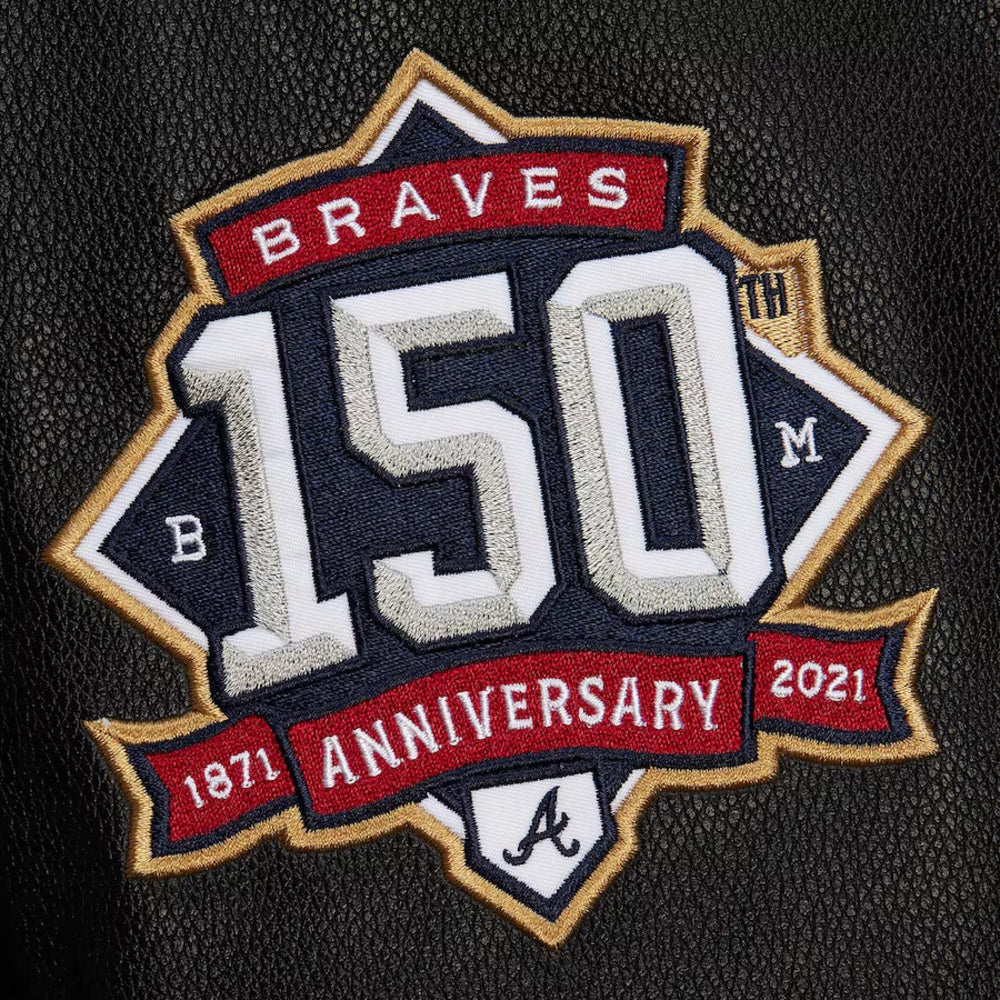Atlanta Braves - MLB Black Out Collection Vintage Logo Full-Snap Varsity Jacket 9