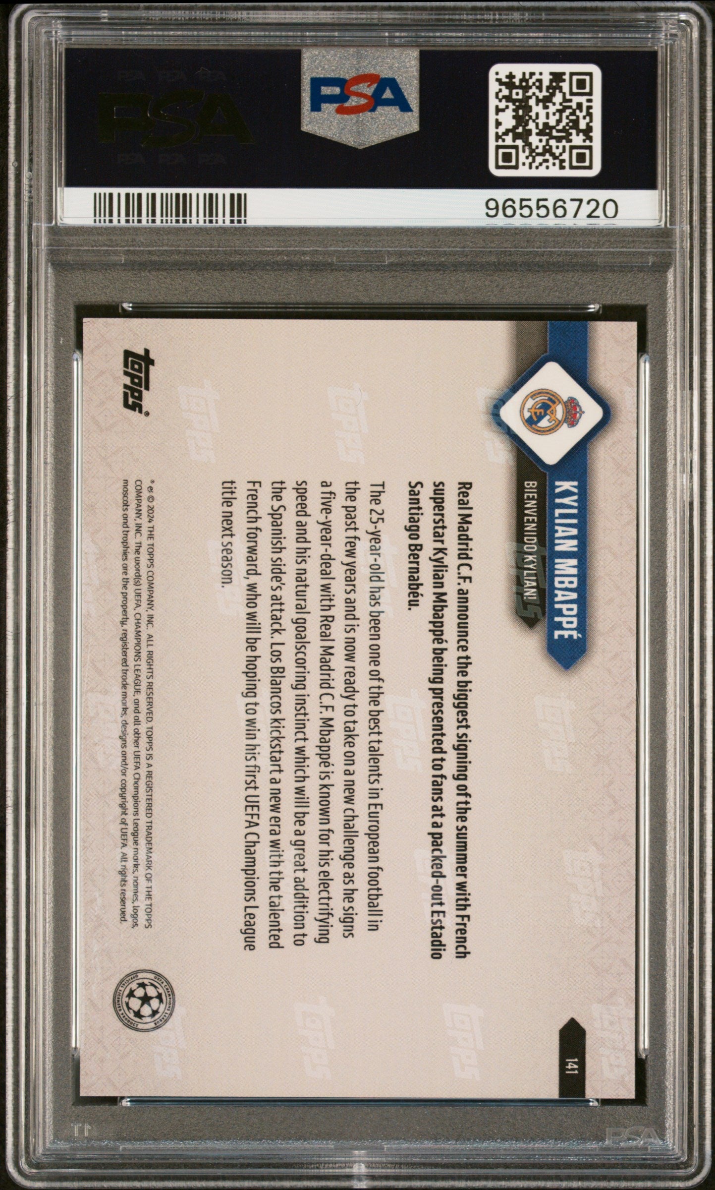 Graded 2024 Topps Now UCL Kylian Mbappe #141 Soccer Card PSA 9 Mint 2