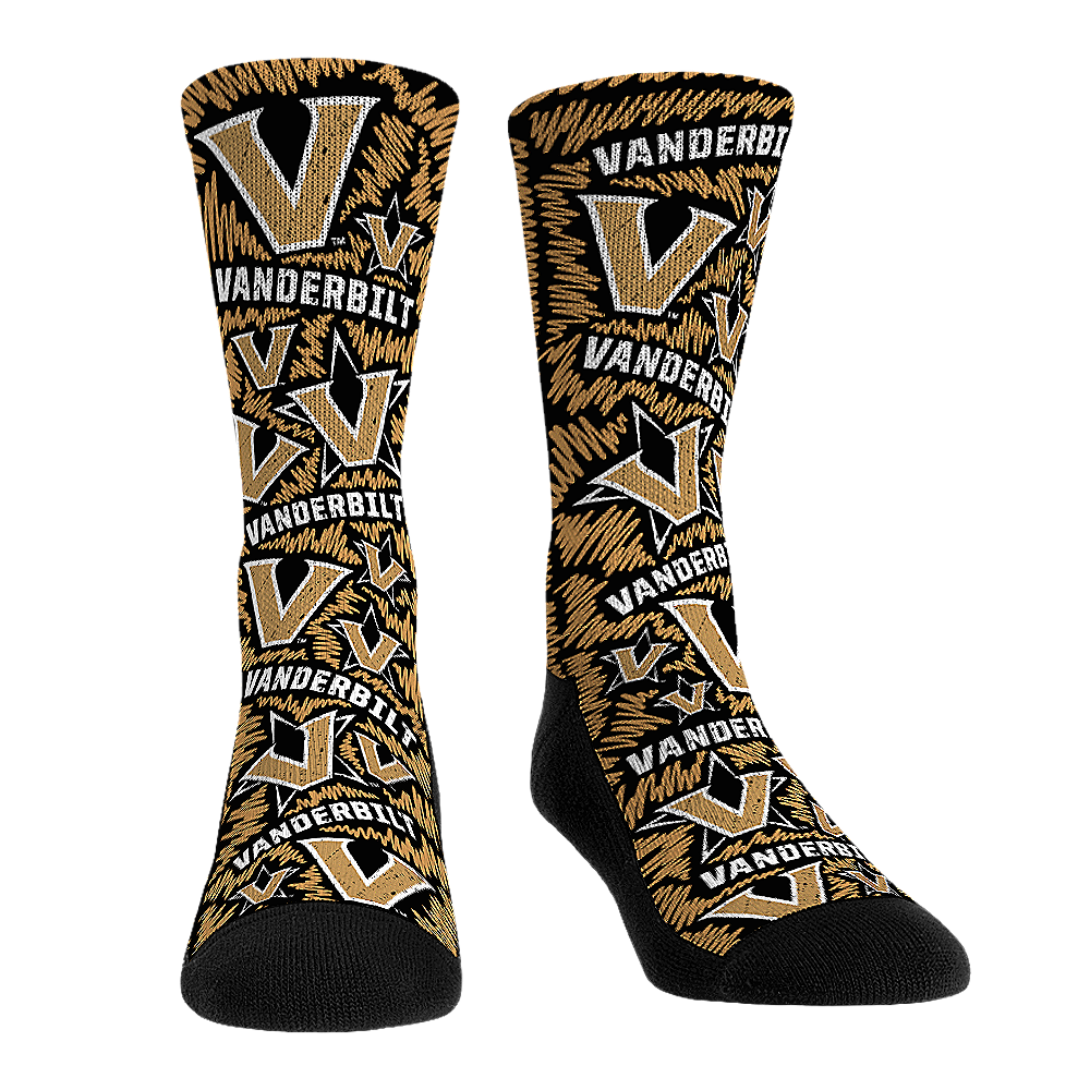 Vanderbilt Commodores - Logo Sketch Gold | Rock 'Em Socks