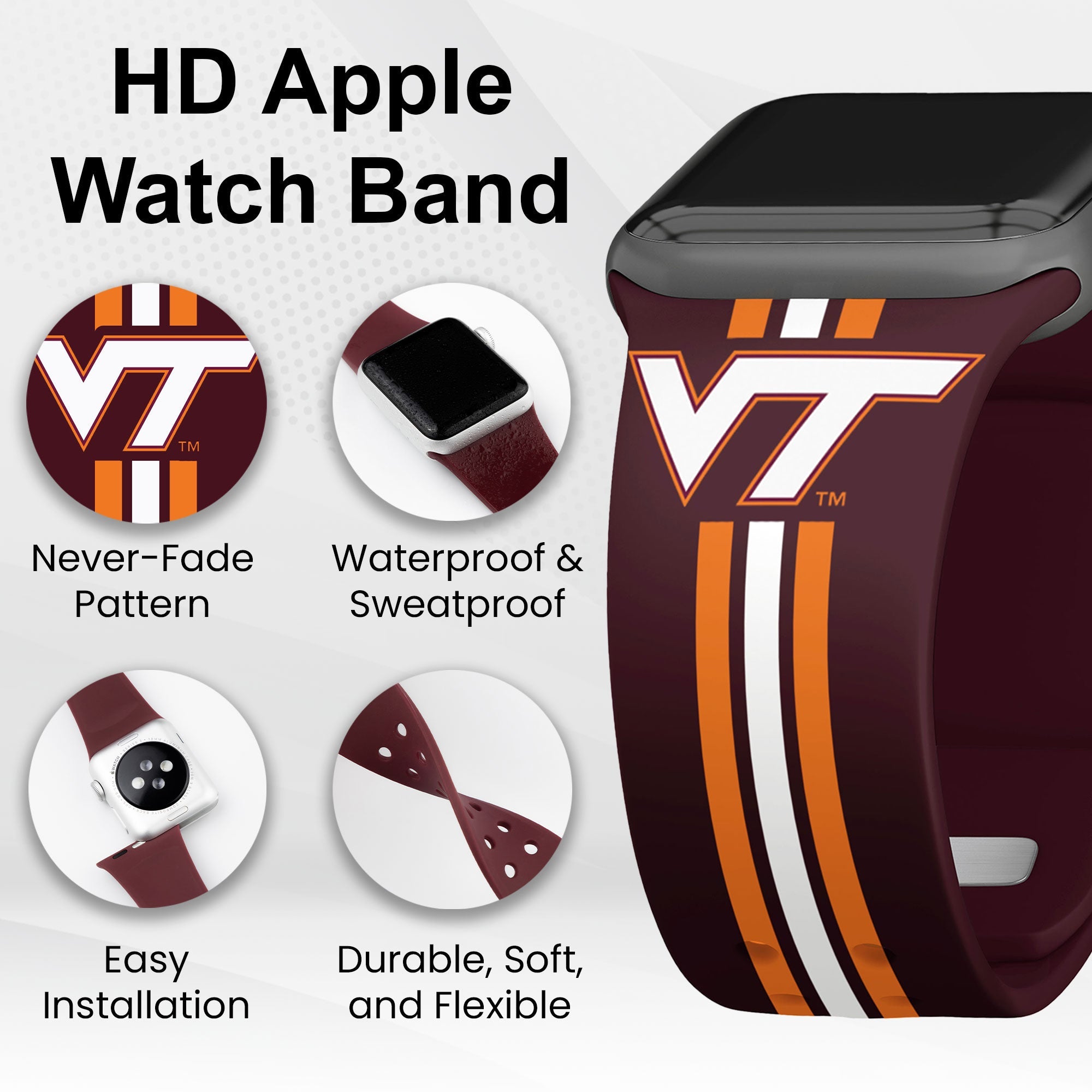 Virginia Tech Hokies HD Apple Watch Band 3