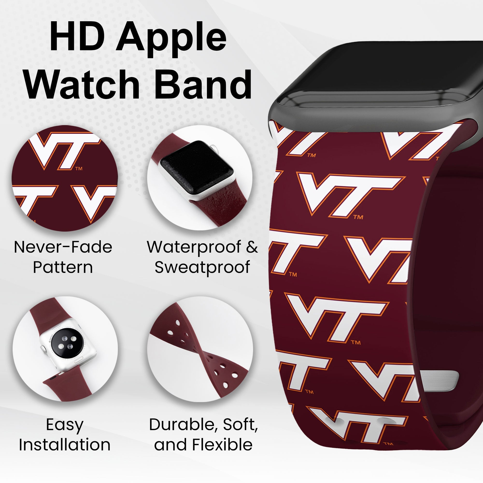 Virginia Tech Hokies HD Apple Watch Band 7