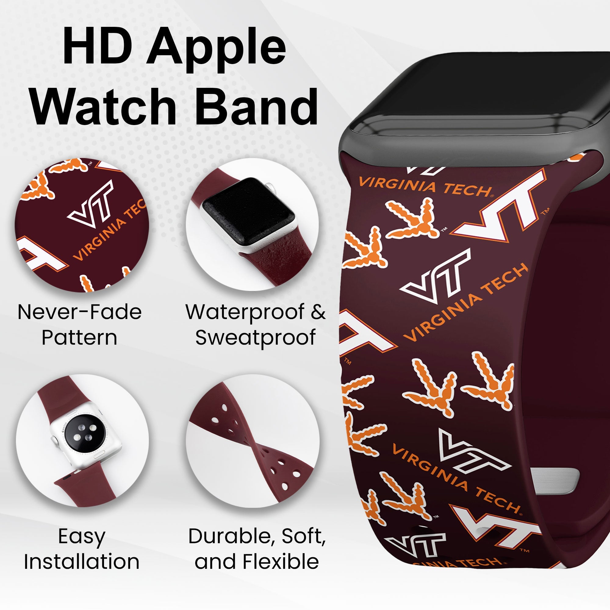 Virginia Tech Hokies HD Apple Watch Band 11