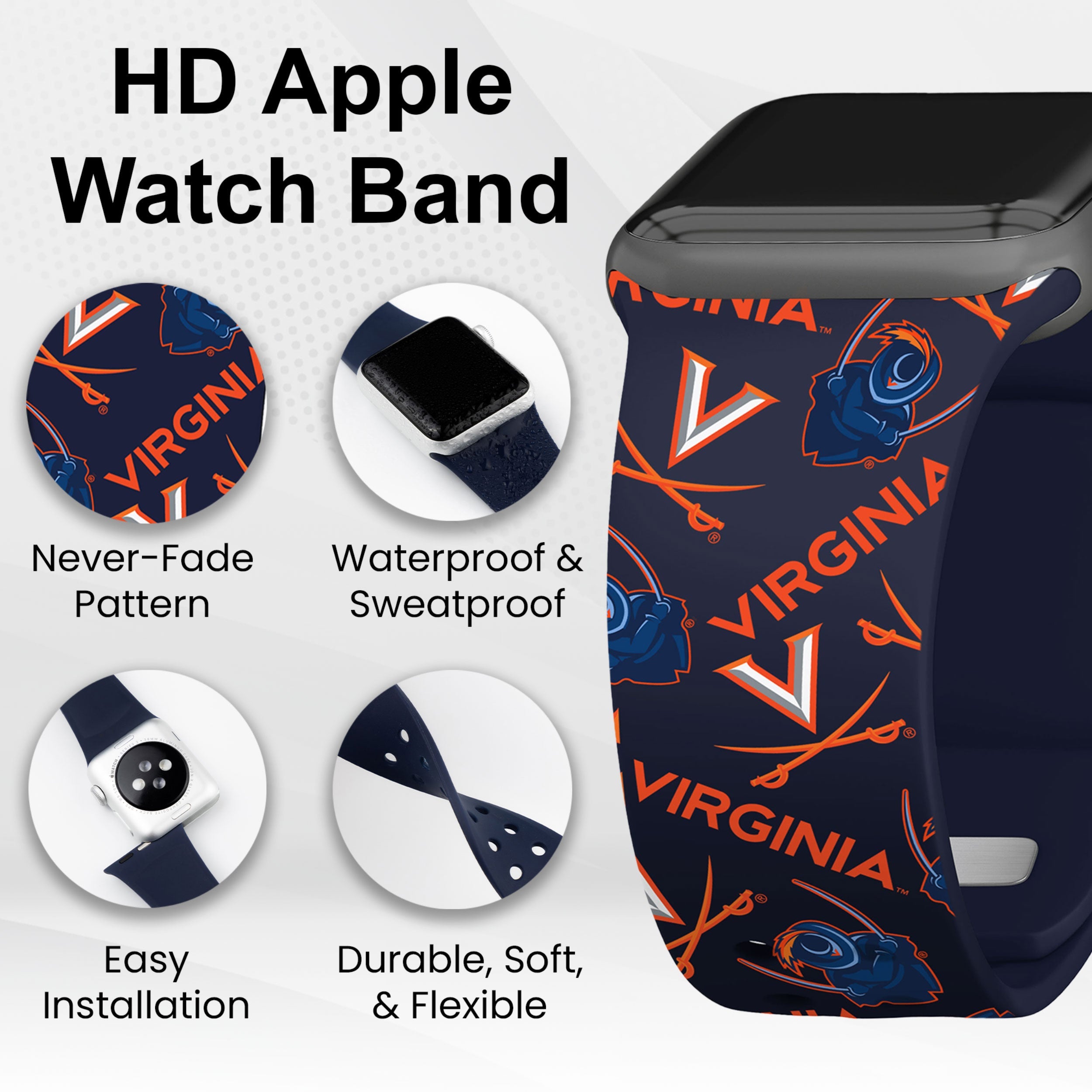 Virginia Cavaliers HD Apple Watch Band 10