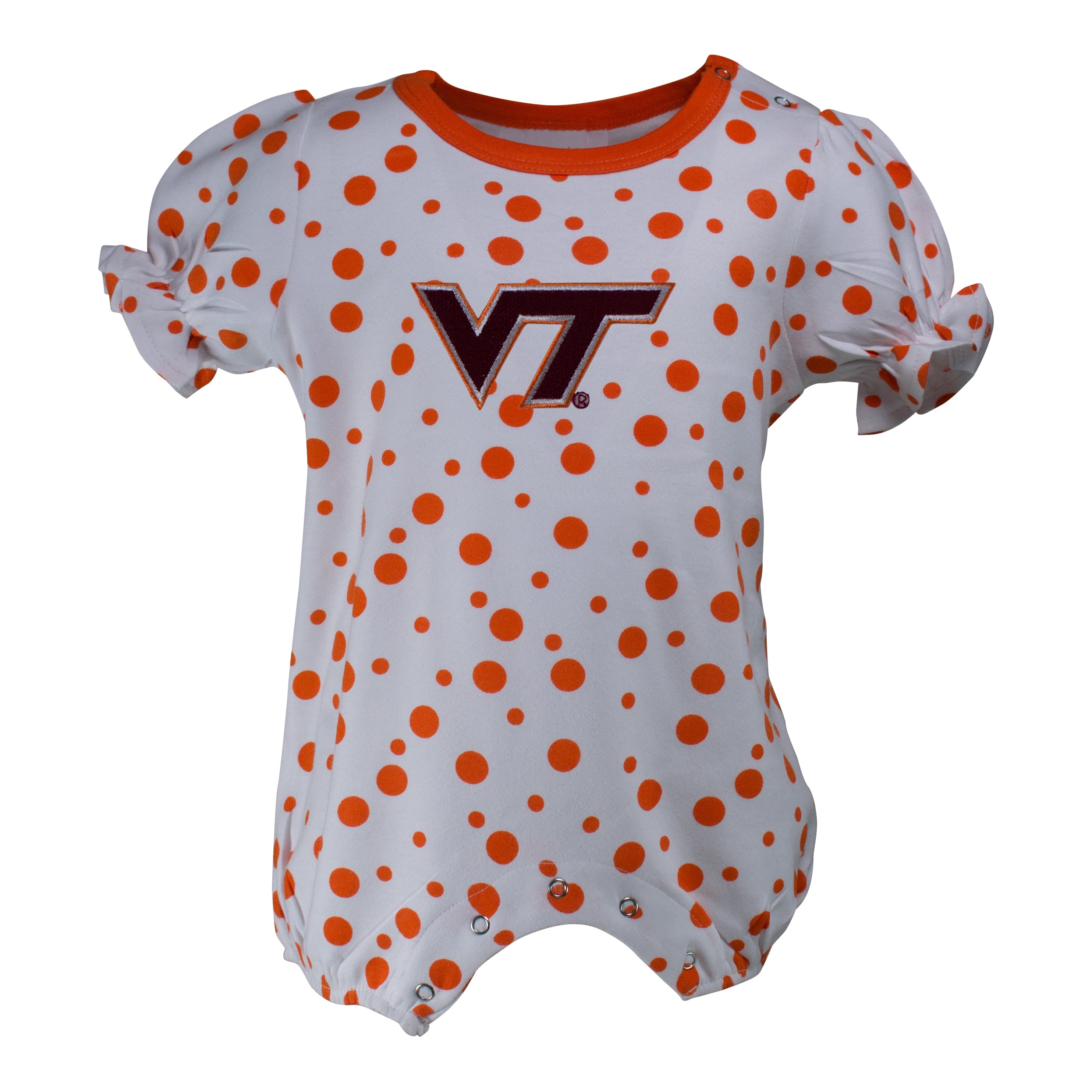 Virginia Tech Polka Dot Girl's Romper | Two Feet Ahead