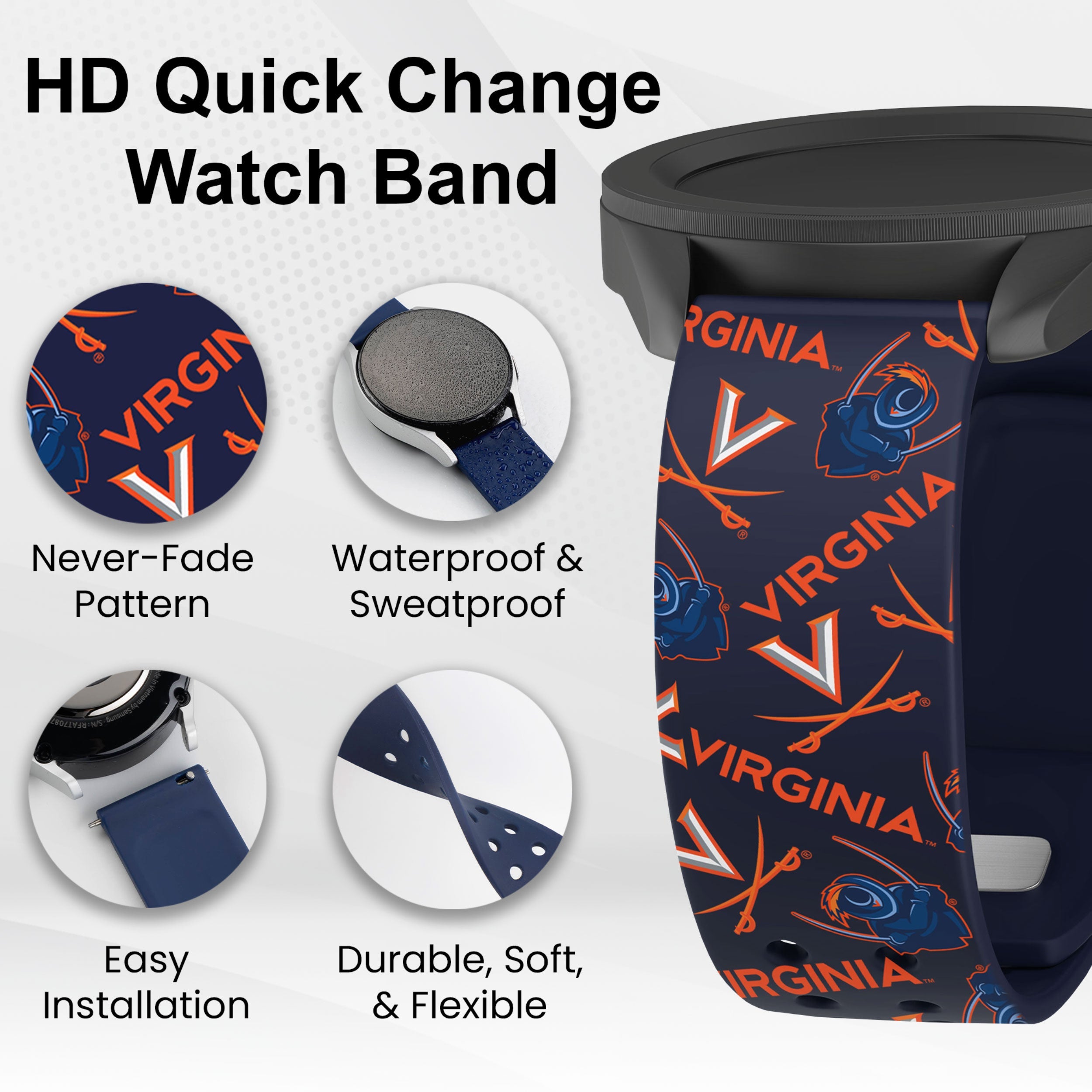 Virginia Cavaliers HD Watchband for Samsung, Garmin, Fossil, and More for Samsung, Garmin, Fossil, and More 7