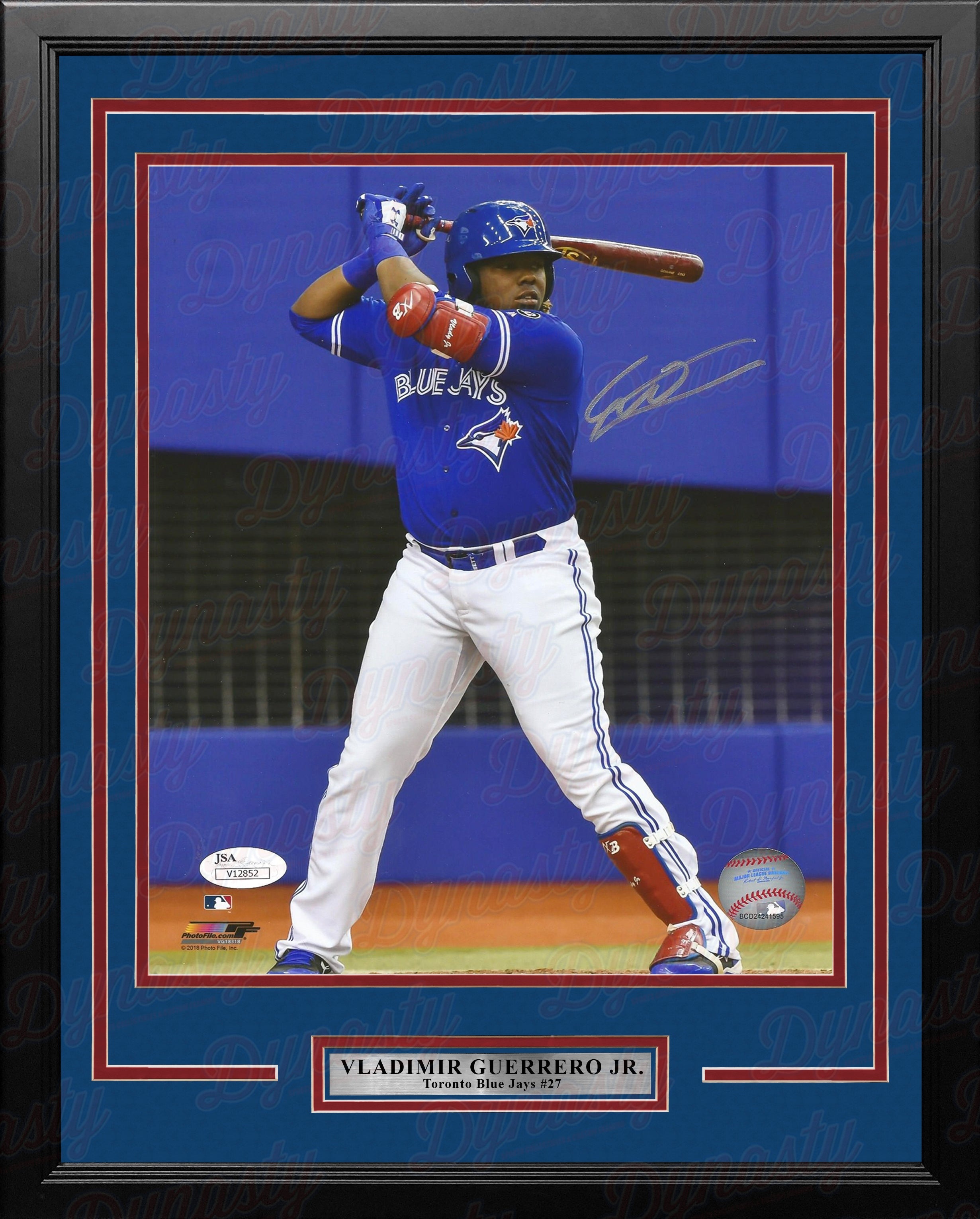 Vladimir Guerrero, Jr. At-Bat Toronto Blue Jays Autographed Framed Baseball Photo 3